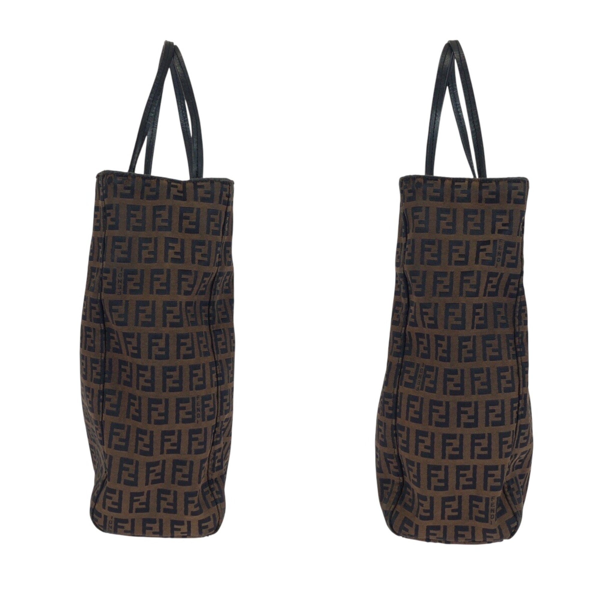 Fendi Brown Canvas Leather Handbag Tote Bag (Pre-Owned)