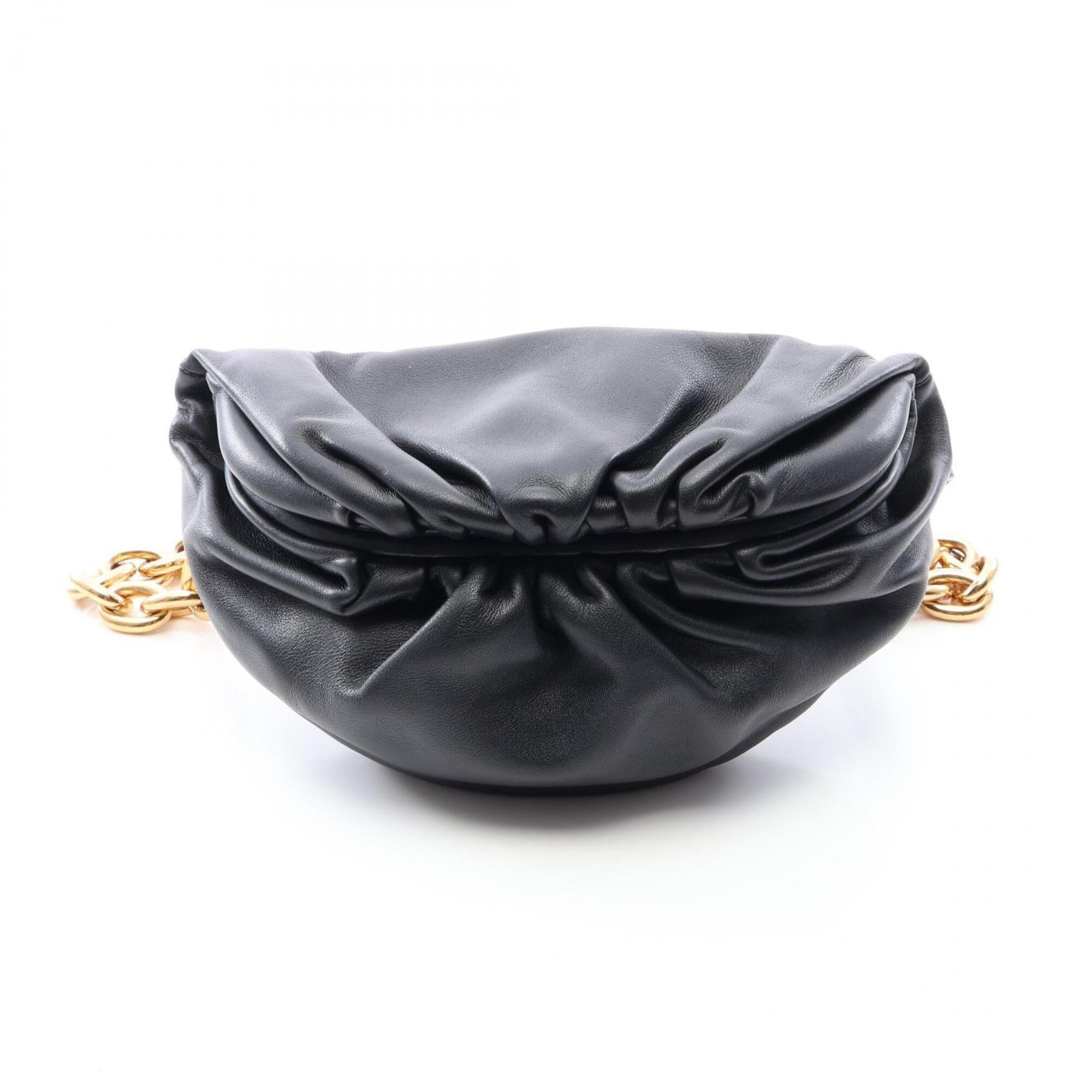 Bottega Veneta Black Leather Fanny Pack Handbag Pouch (Pre-Owned)