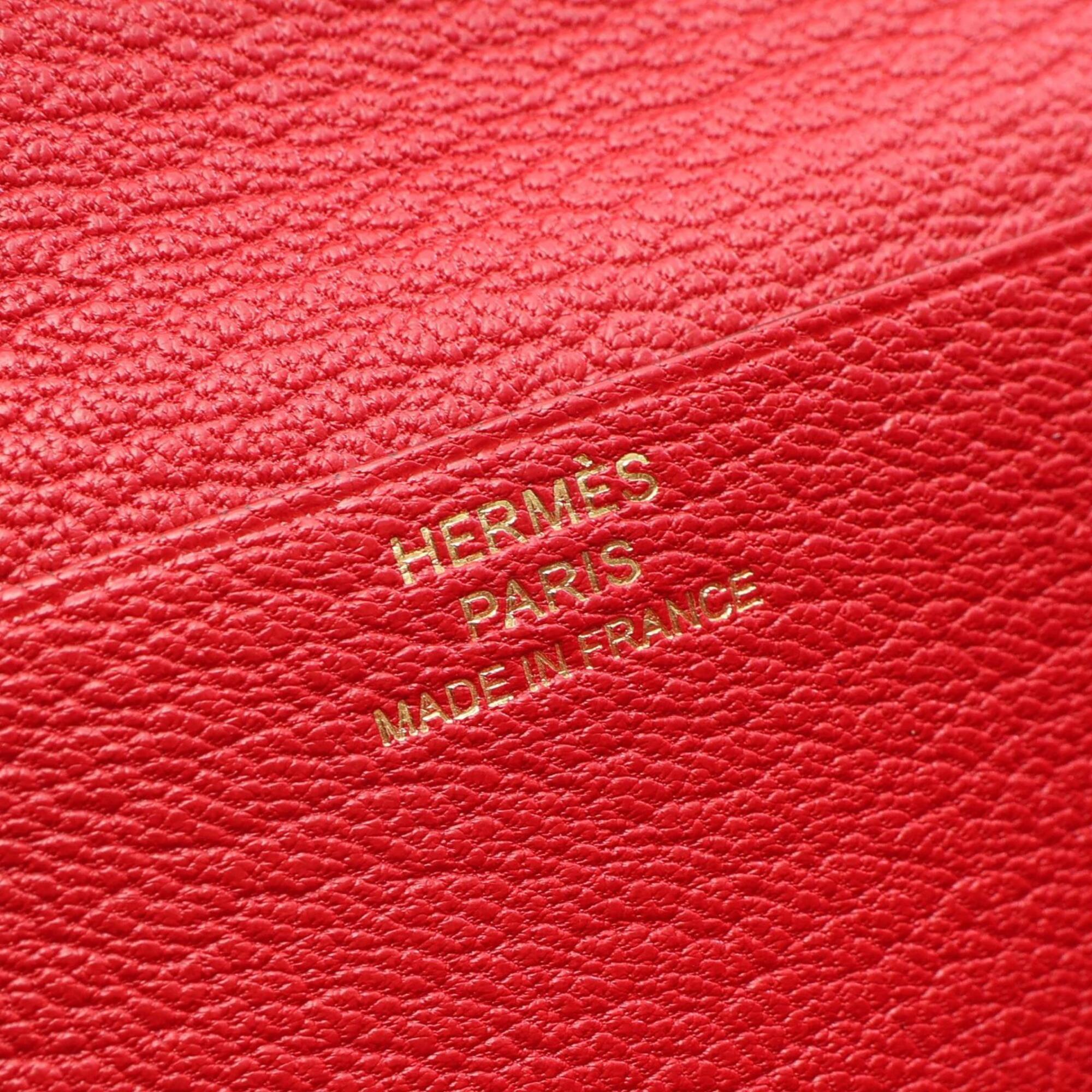 Hermes Red Color Rouge Casaque Chevre Leather Long Wallet (Bi-Fold) (Pre-Owned)