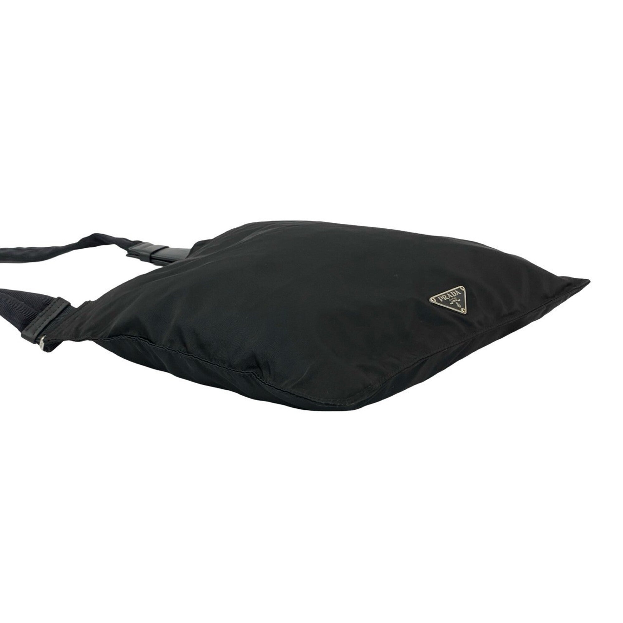 Prada Black Nylon Leather Shoulder Bag Sling Bag (Pre-Owned)
