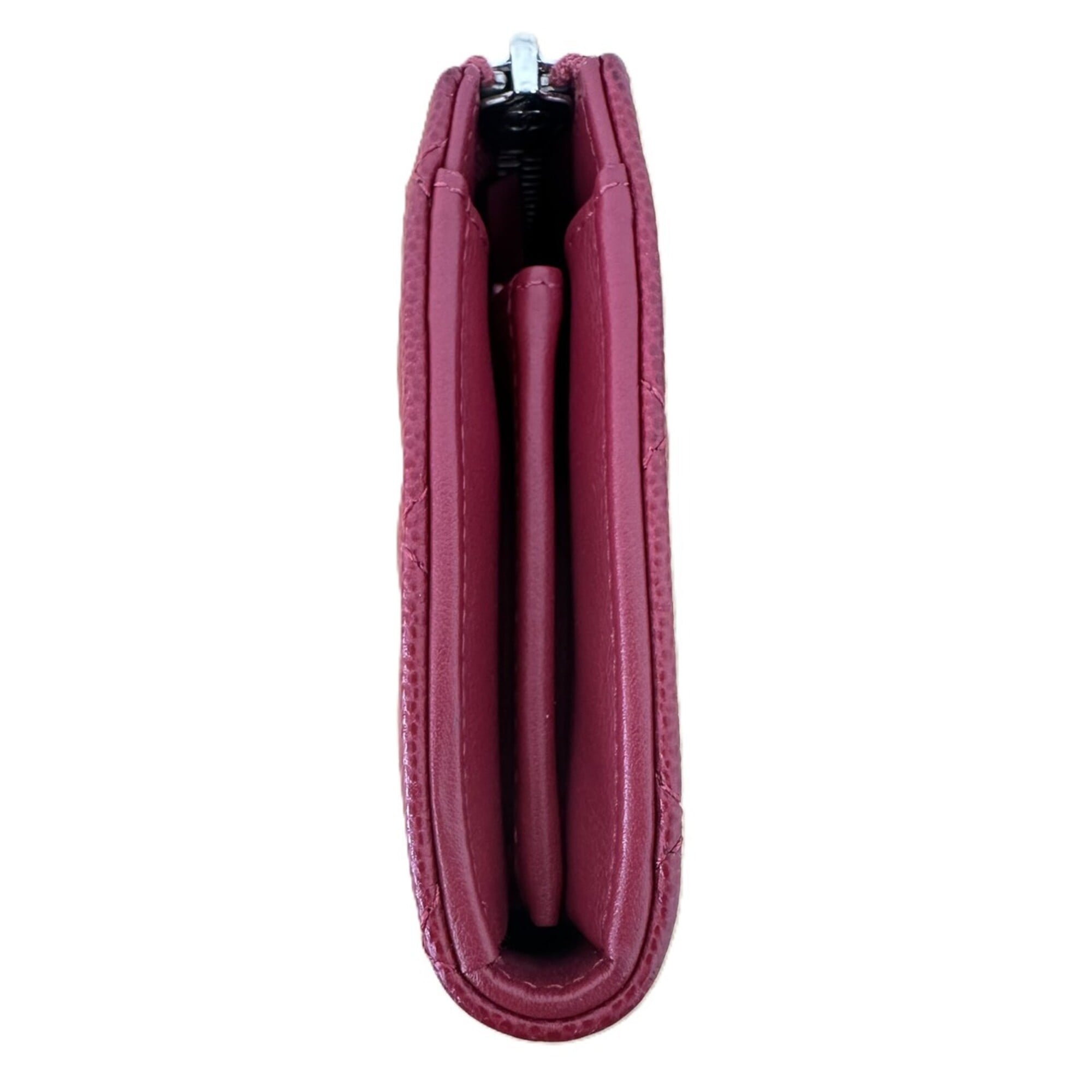 Chanel Matelasse Red Color Grained Calfskin Long Wallet (Bi-Fold) (Pre-Owned)