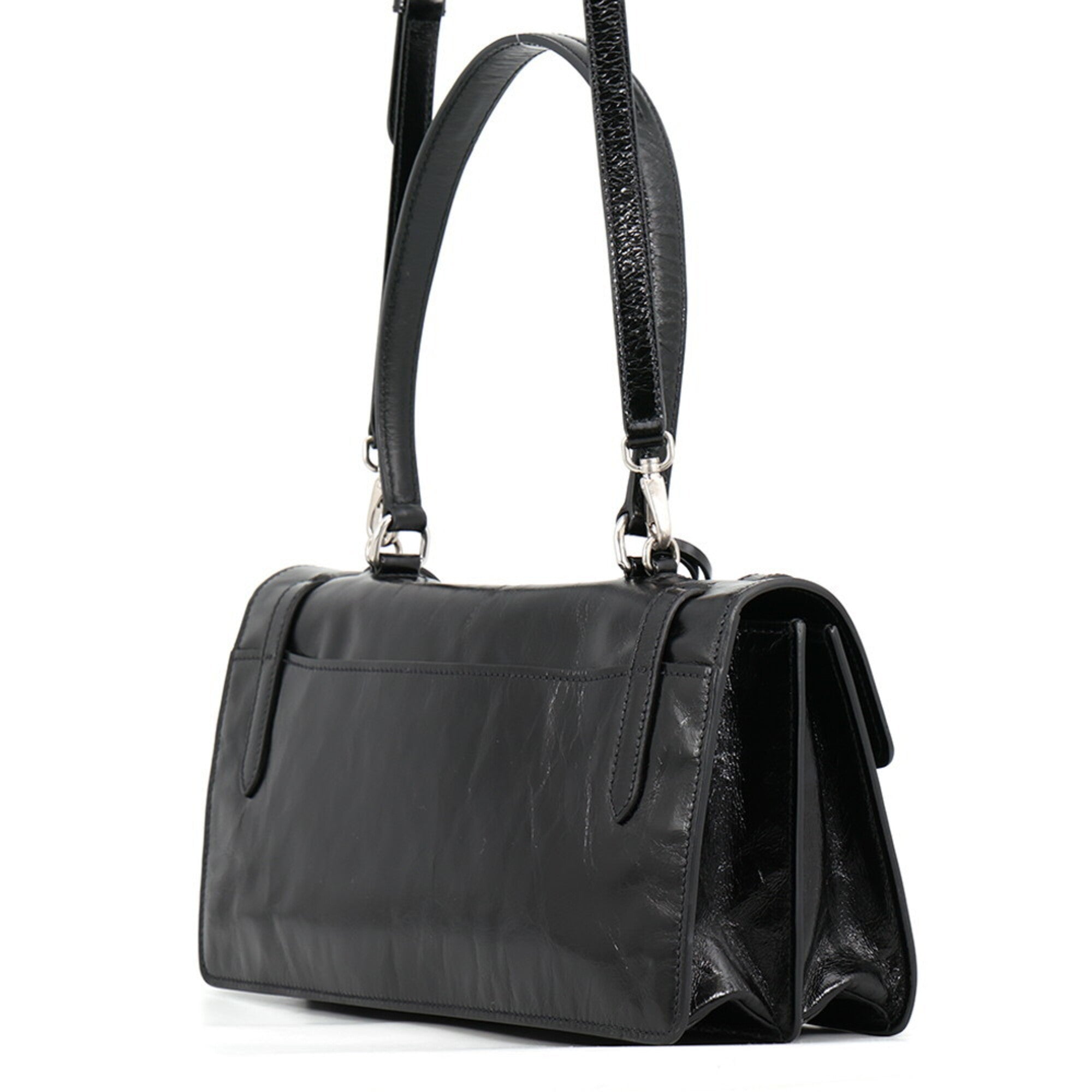 Prada Black Leather Handbag Shoulder Bag (Pre-Owned)