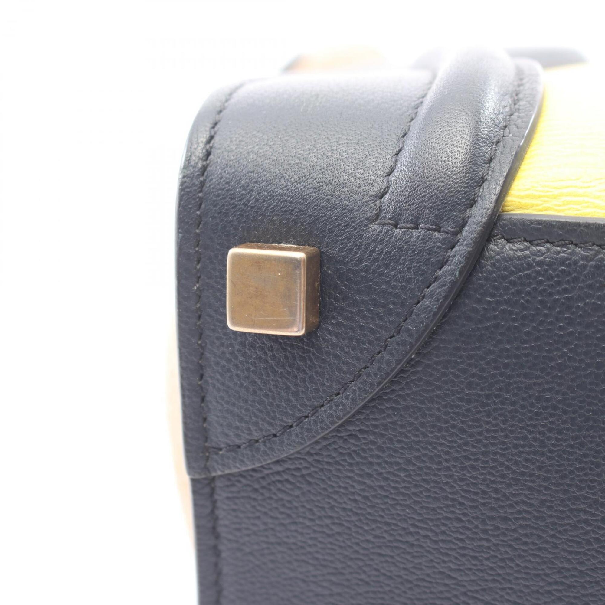 Celine Beige Navy Yellow Suede Leather Handbag Tote Bag (Pre-Owned)
