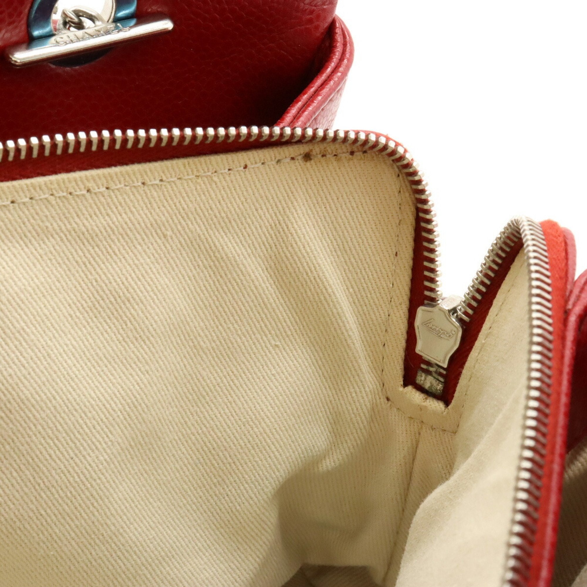 Chanel Matelasse Red Color Caviar Leather Shoulder Bag Tote Bag (Pre-Owned)
