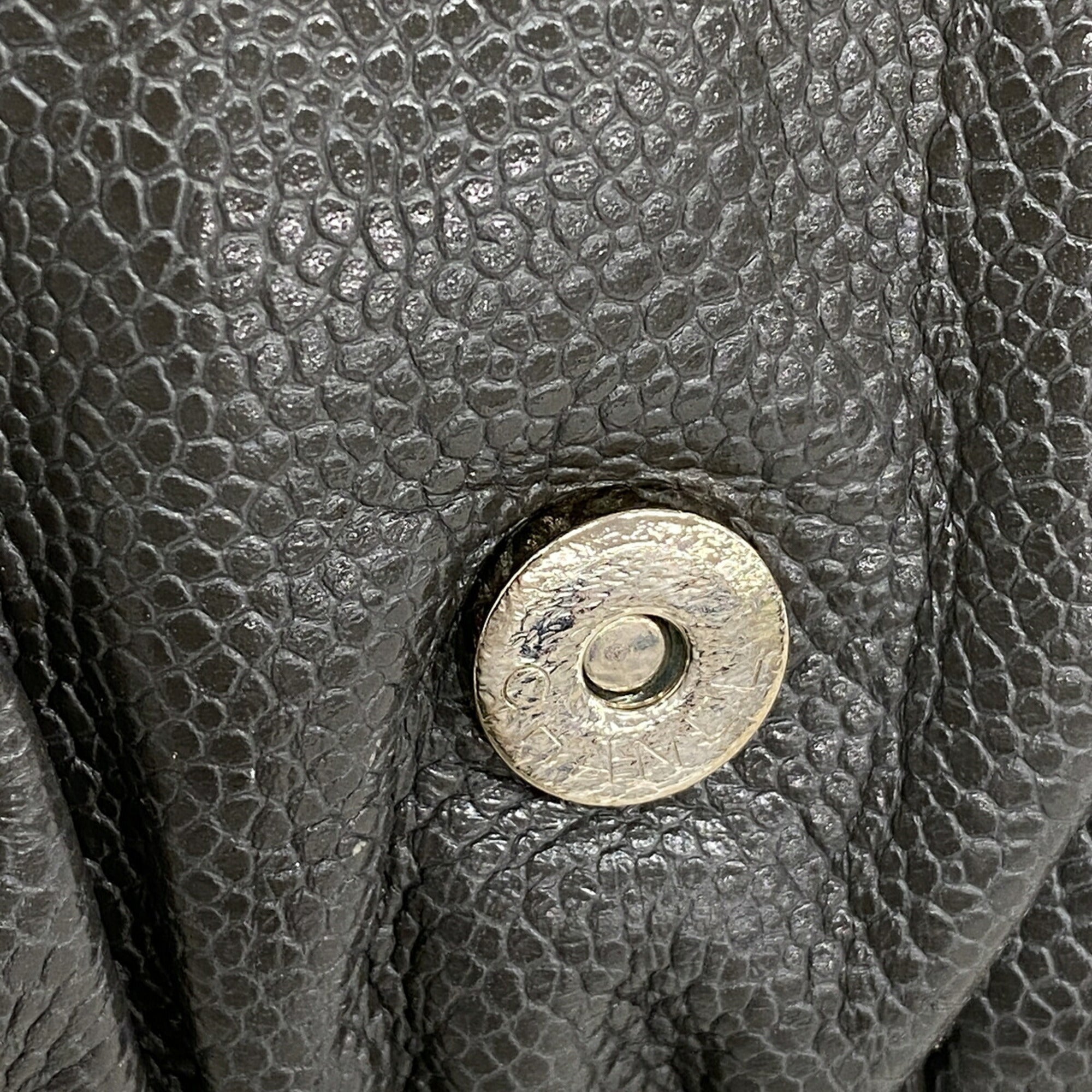 Chanel Gray Grained Calfskin Shoulder Bag (Pre-Owned)