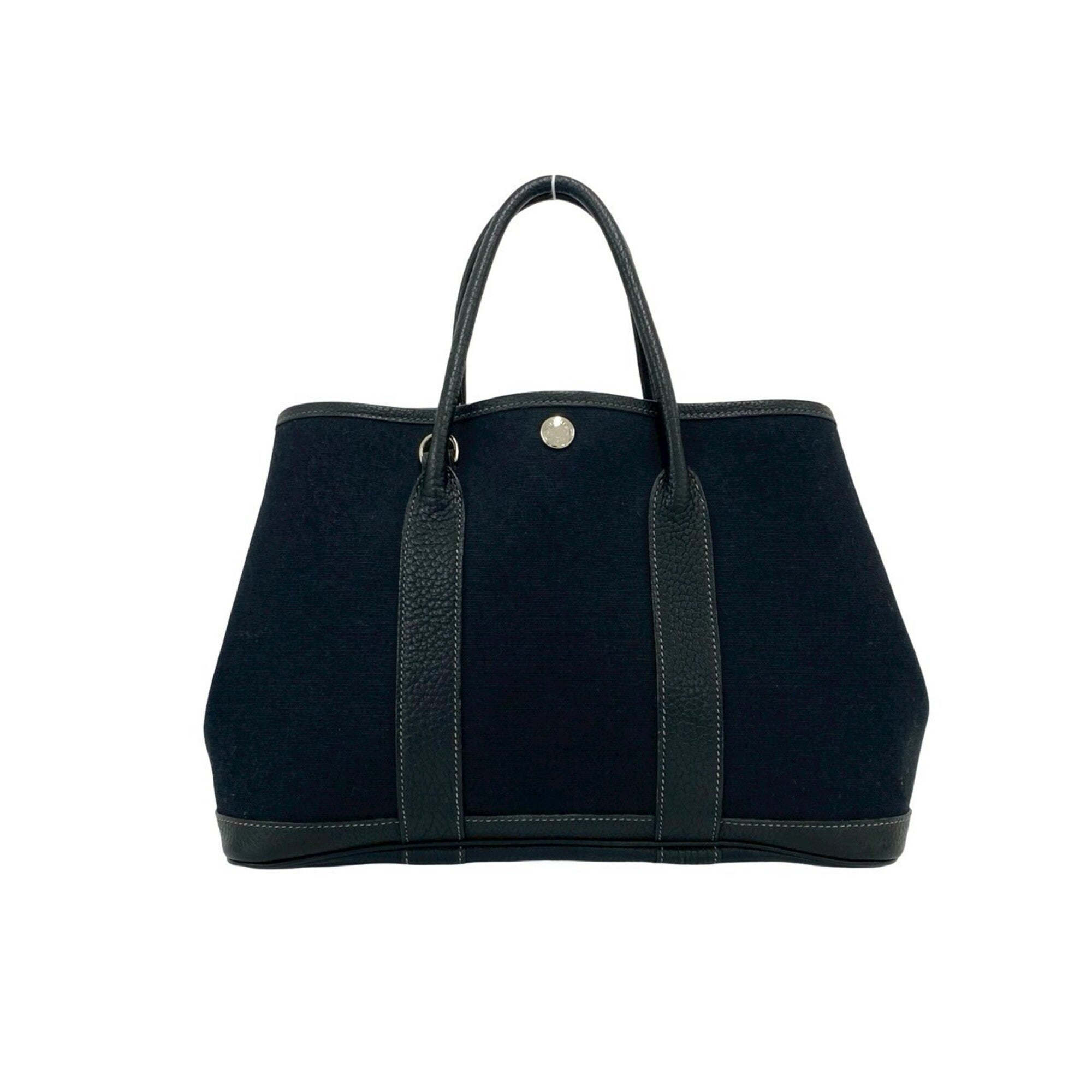 Hermes Mini Black Toile Officier Buffalo Leather Handbag Shoulder Bag (Pre-Owned)