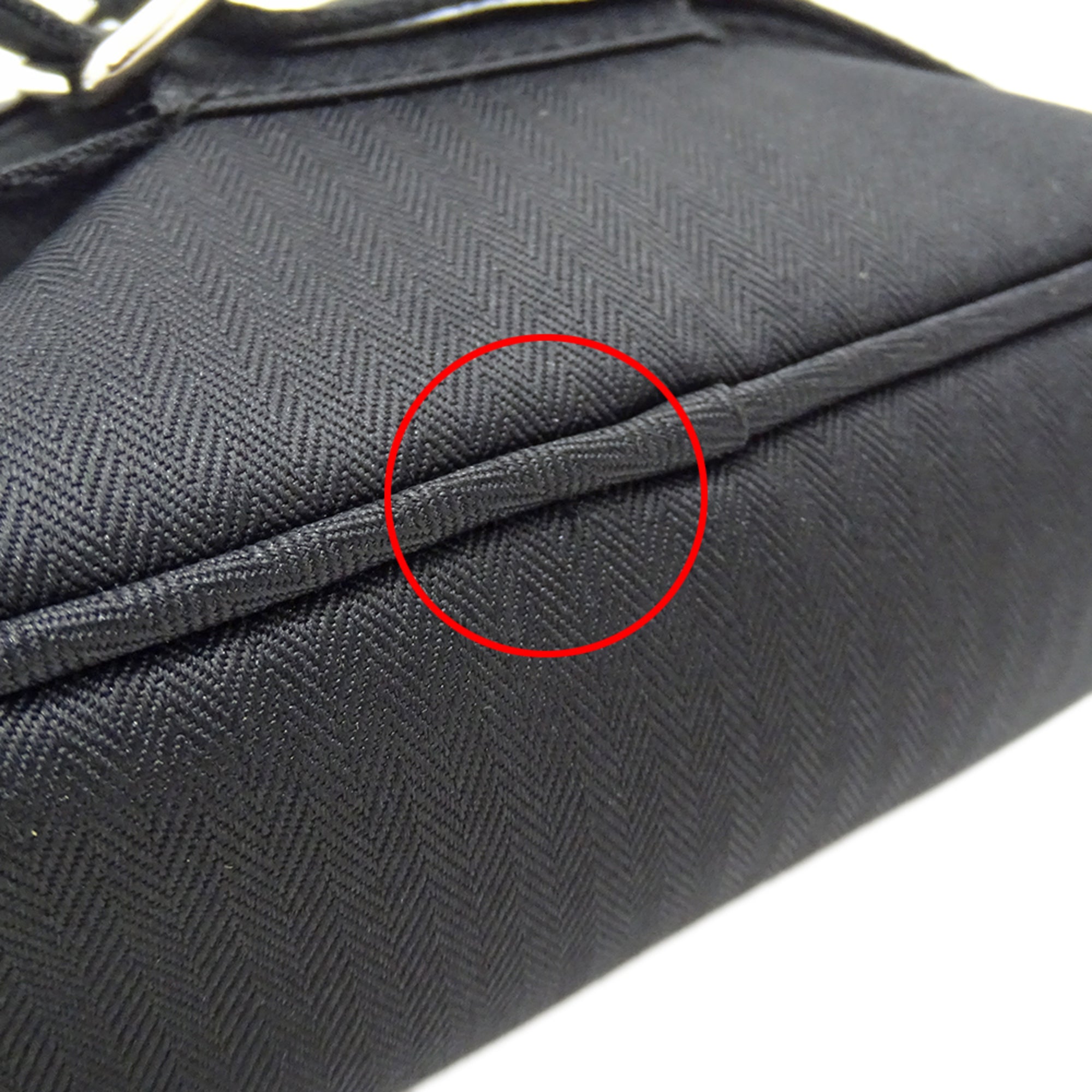 Hermes Black Toile Chevron Handbag Sling Bag (Pre-Owned)