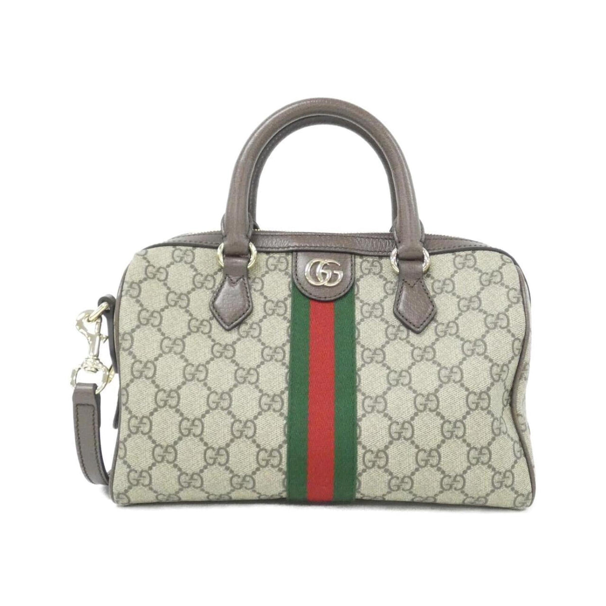 Gucci Beige Dark Brown Gg Supreme Canvas Handbag (Pre-Owned)