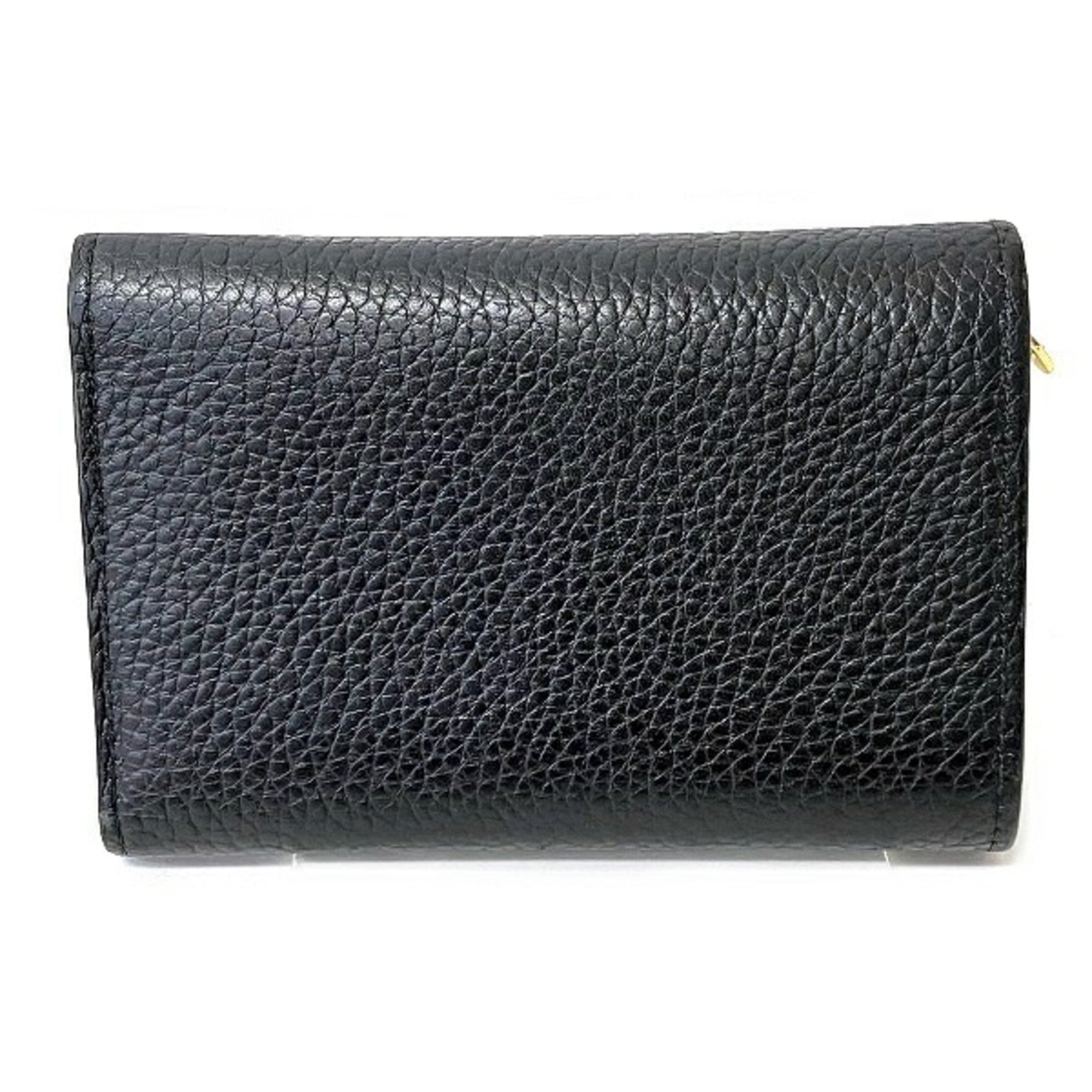 Louis Vuitton Noir Leather Wallet (Tri-Fold) (Pre-Owned)