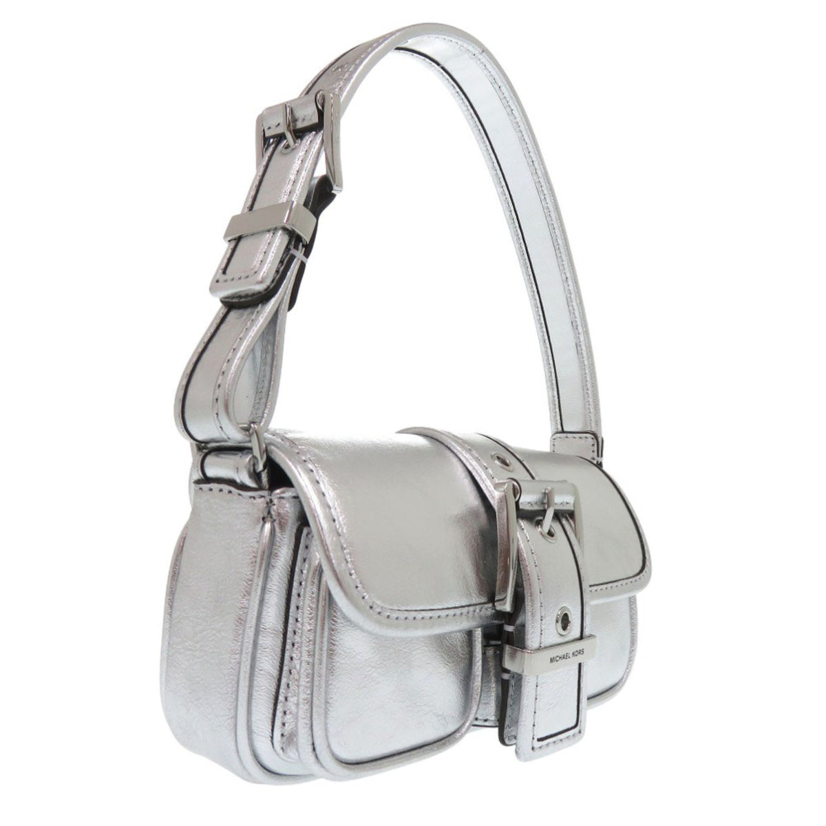 Michael Kors Metallic Silver Leather Shoulder Bag (Pre-Owned)