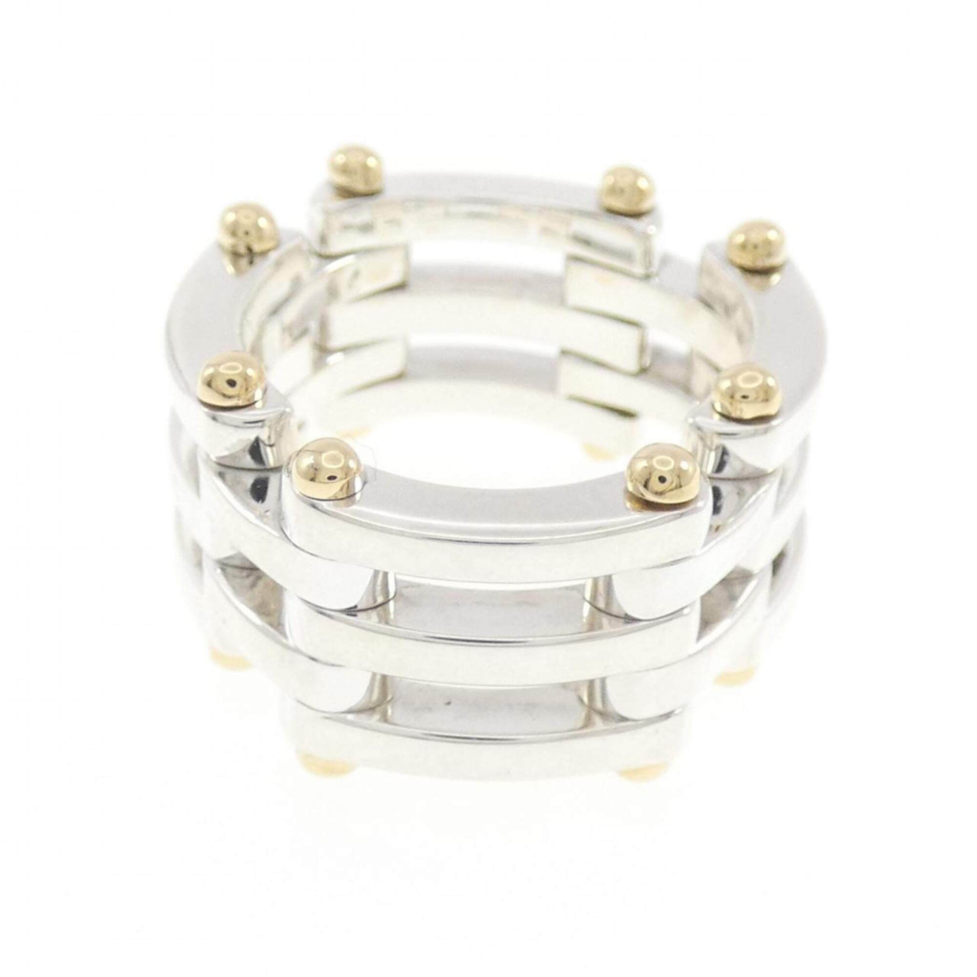 Tiffany Silver Yellow Gold Yellow Gold (18K) Silver 925 Band Ring (Pre-Owned)