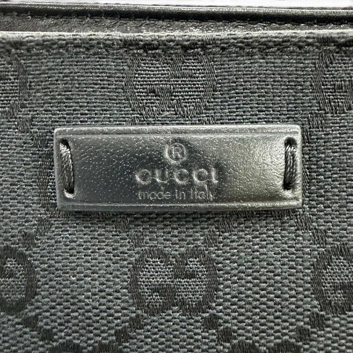 Gucci Black Gg Canvas Leather Handbag Pouch (Pre-Owned)
