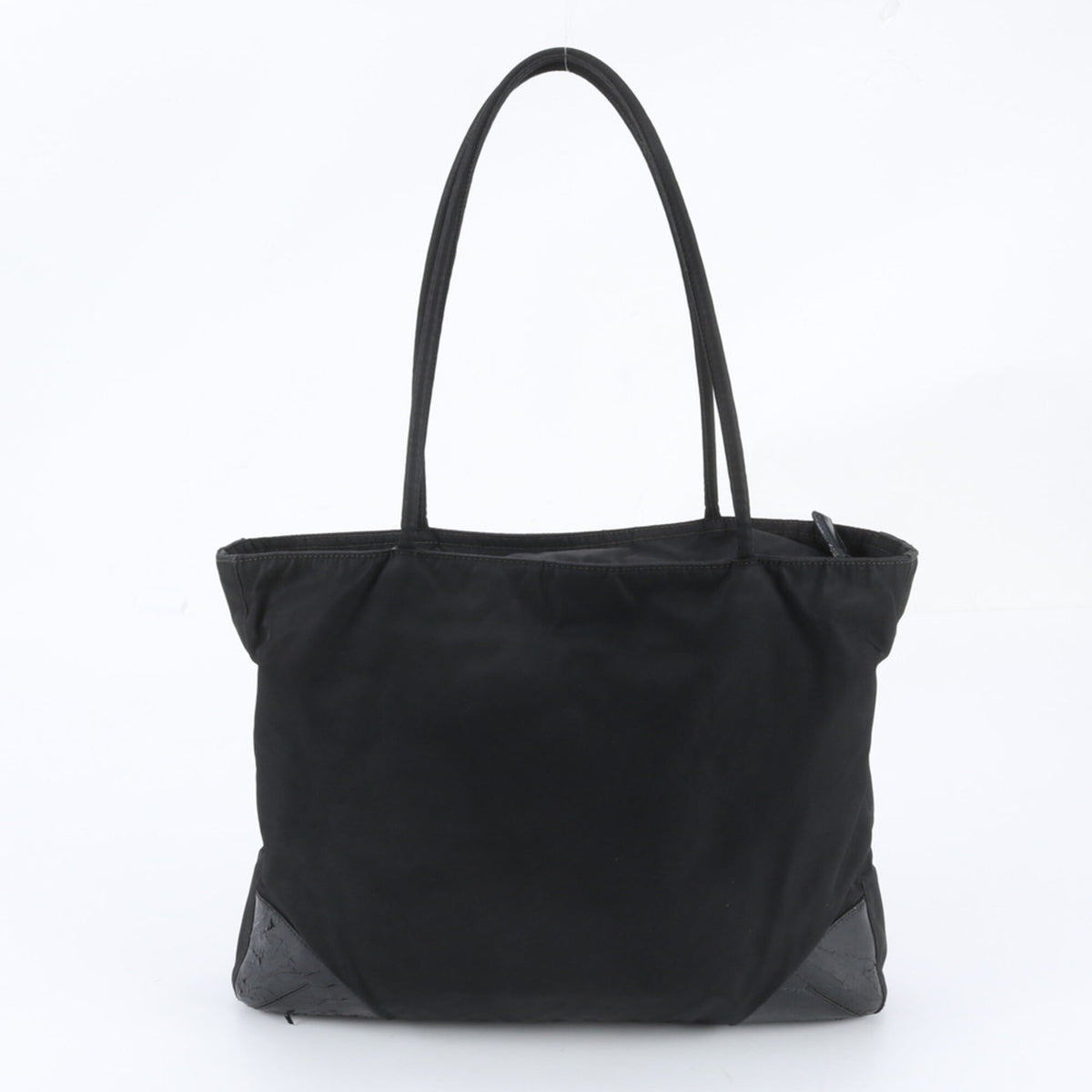 Prada Black Leather Nylon Shoulder Bag Tote Bag (Pre-Owned)
