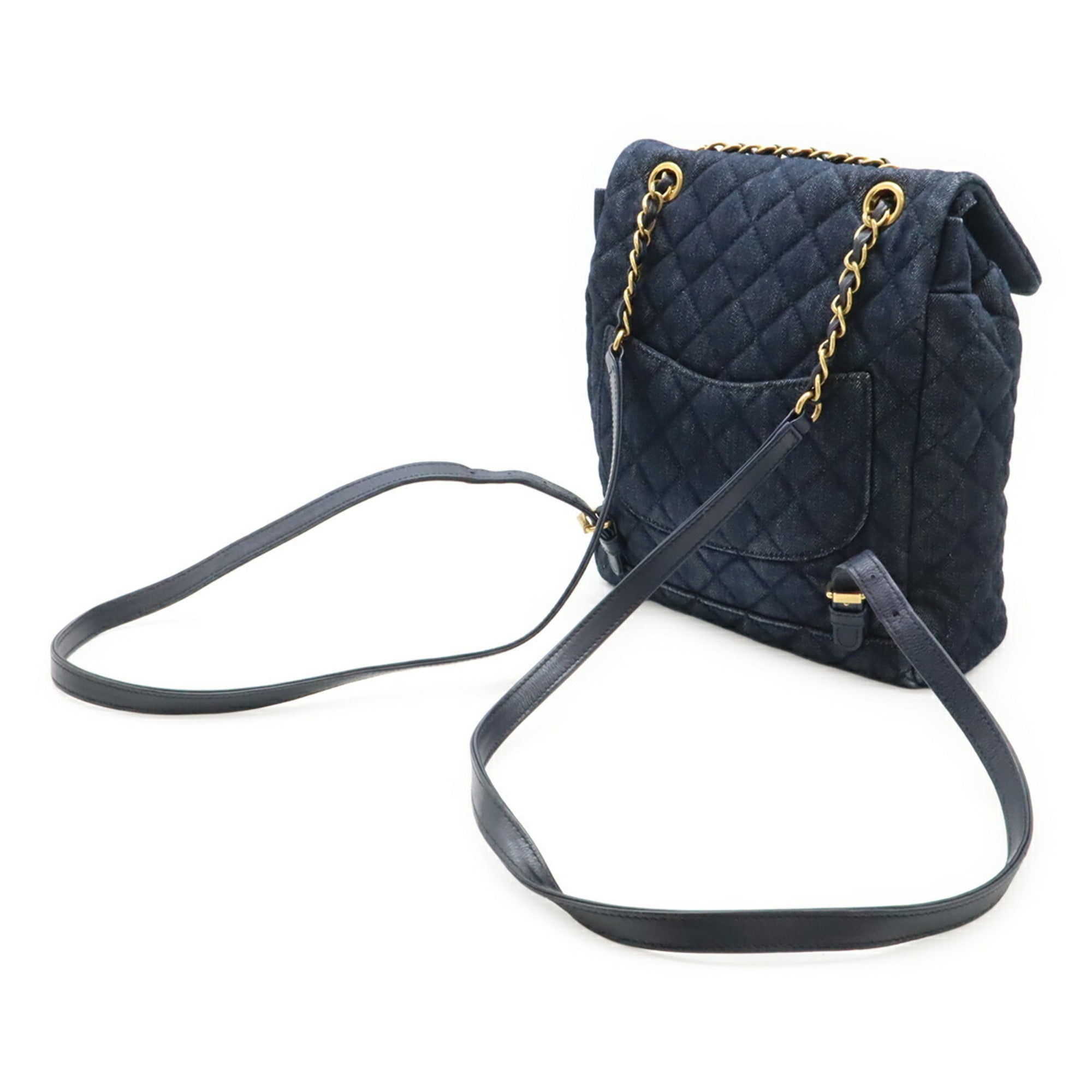 Chanel Matelasse Navy Denim Leather Backpack (Pre-Owned)