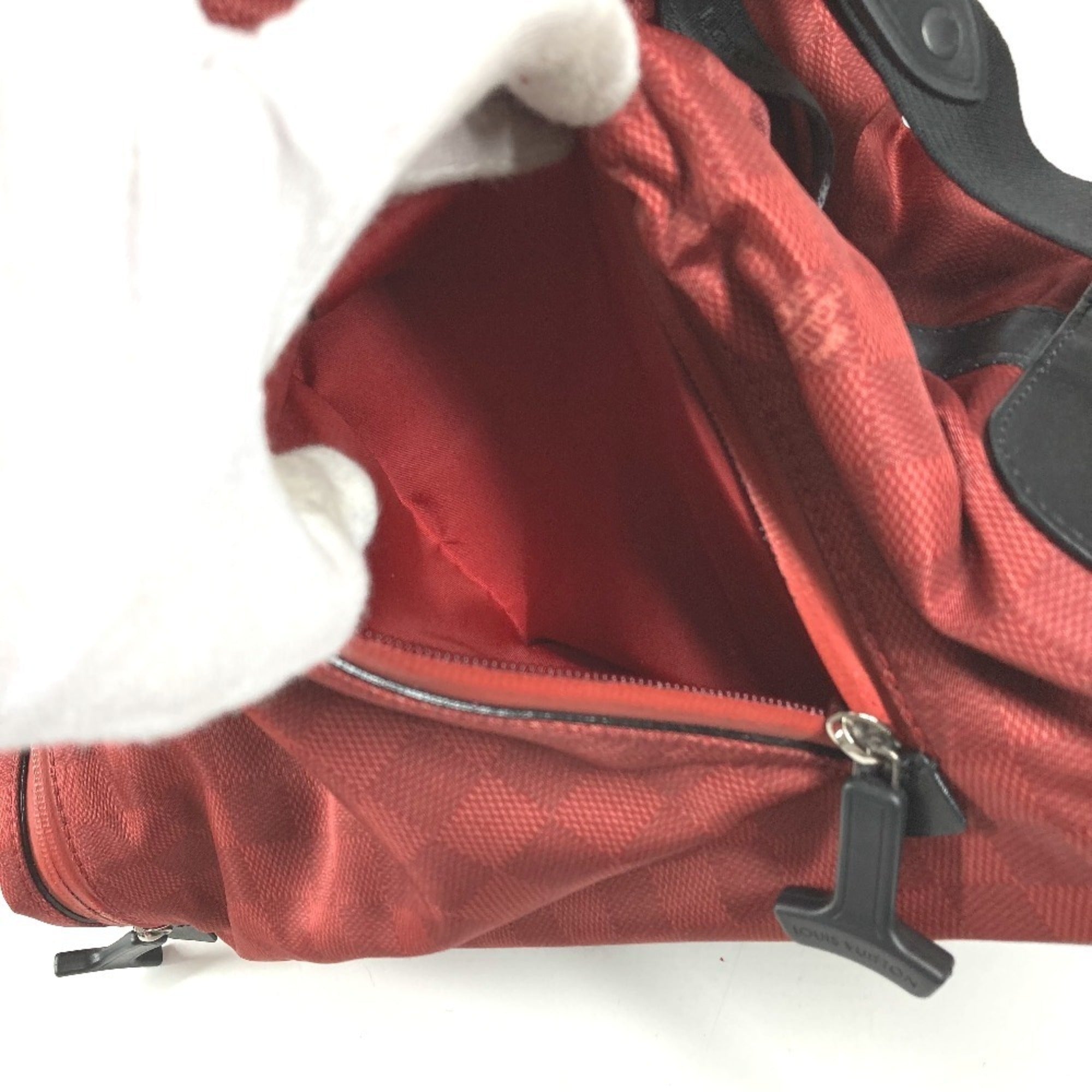 Louis Vuitton Black Red Color Leather Nylon Shoulder Bag Tote Bag (Pre-Owned)