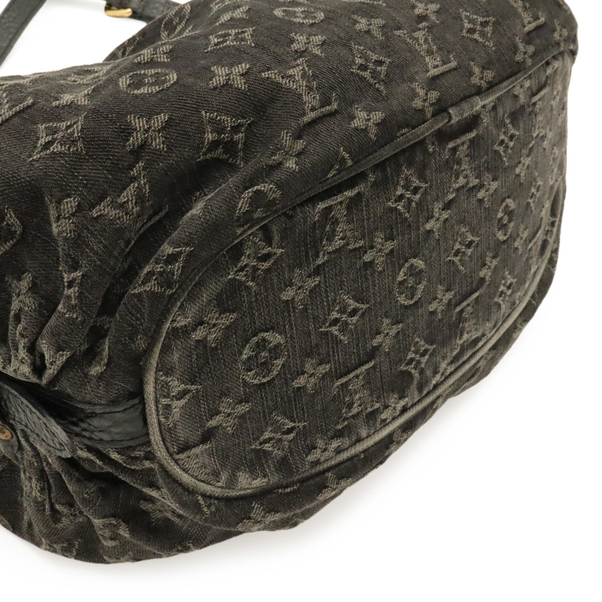 Louis Vuitton Black Noir Denim Canvas Leather Shoulder Bag (Pre-Owned)