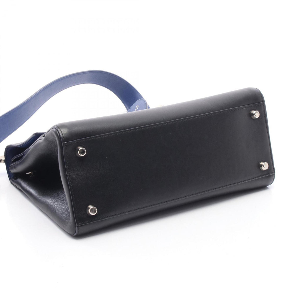 Christian Dior Black Blue Leather Handbag Shoulder Bag (Pre-Owned)