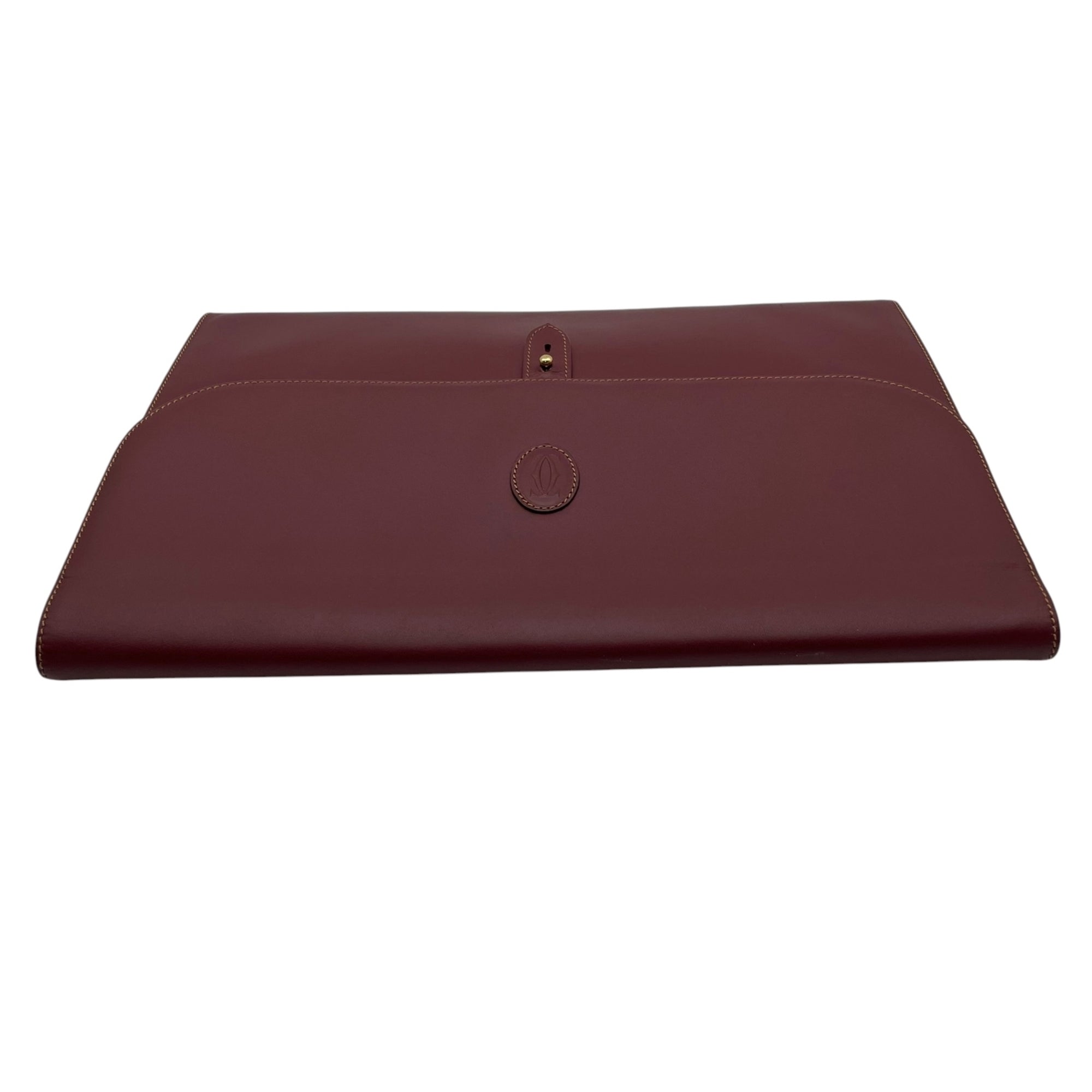 Cartier Bordeaux Leather Clutch Bag Handbag (Pre-Owned)
