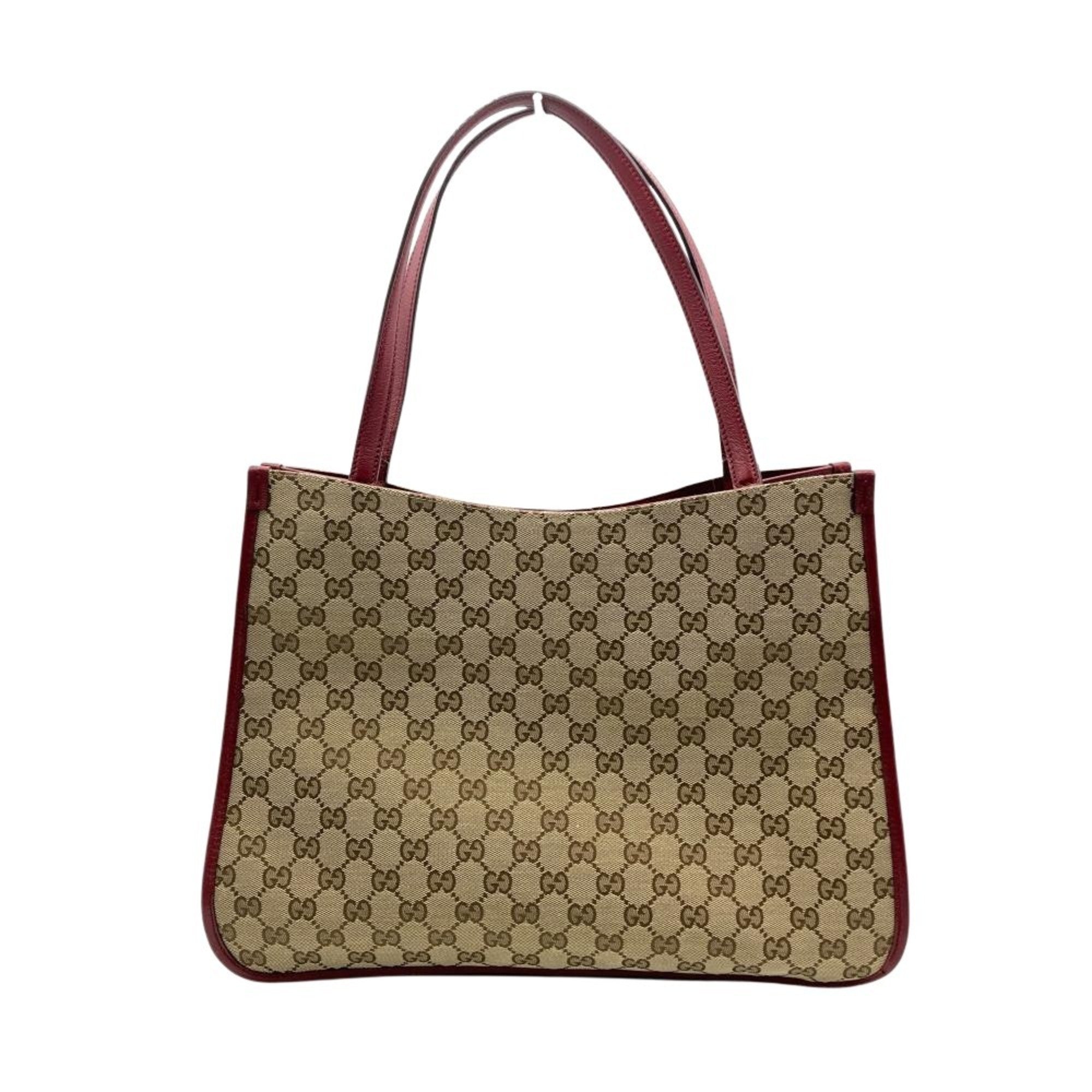 Gucci Beige Gg Canvas Leather Tote Bag (Pre-Owned)
