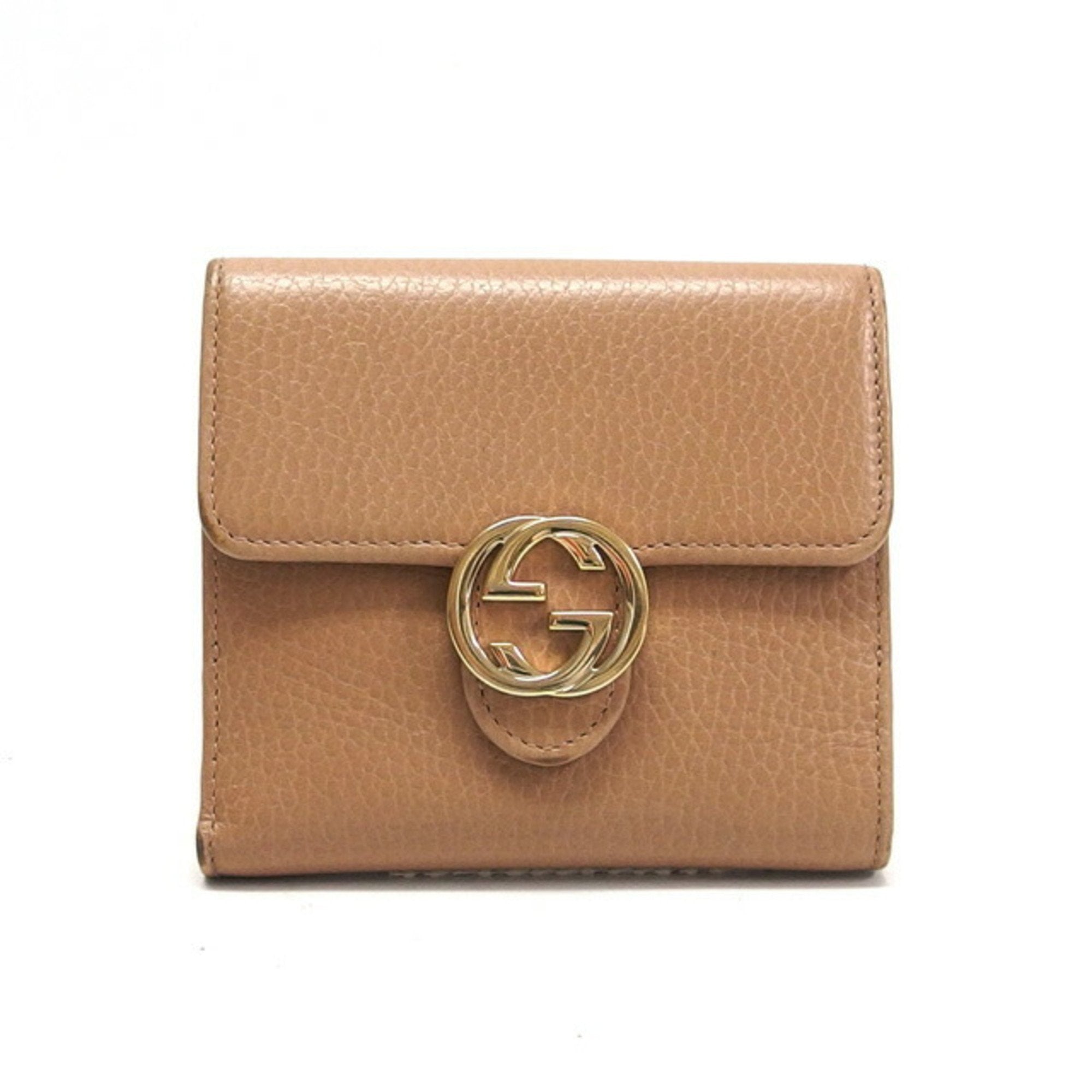 Gucci Beige Champagne Gold Leather Coin Purse/Coin Case (Pre-Owned)