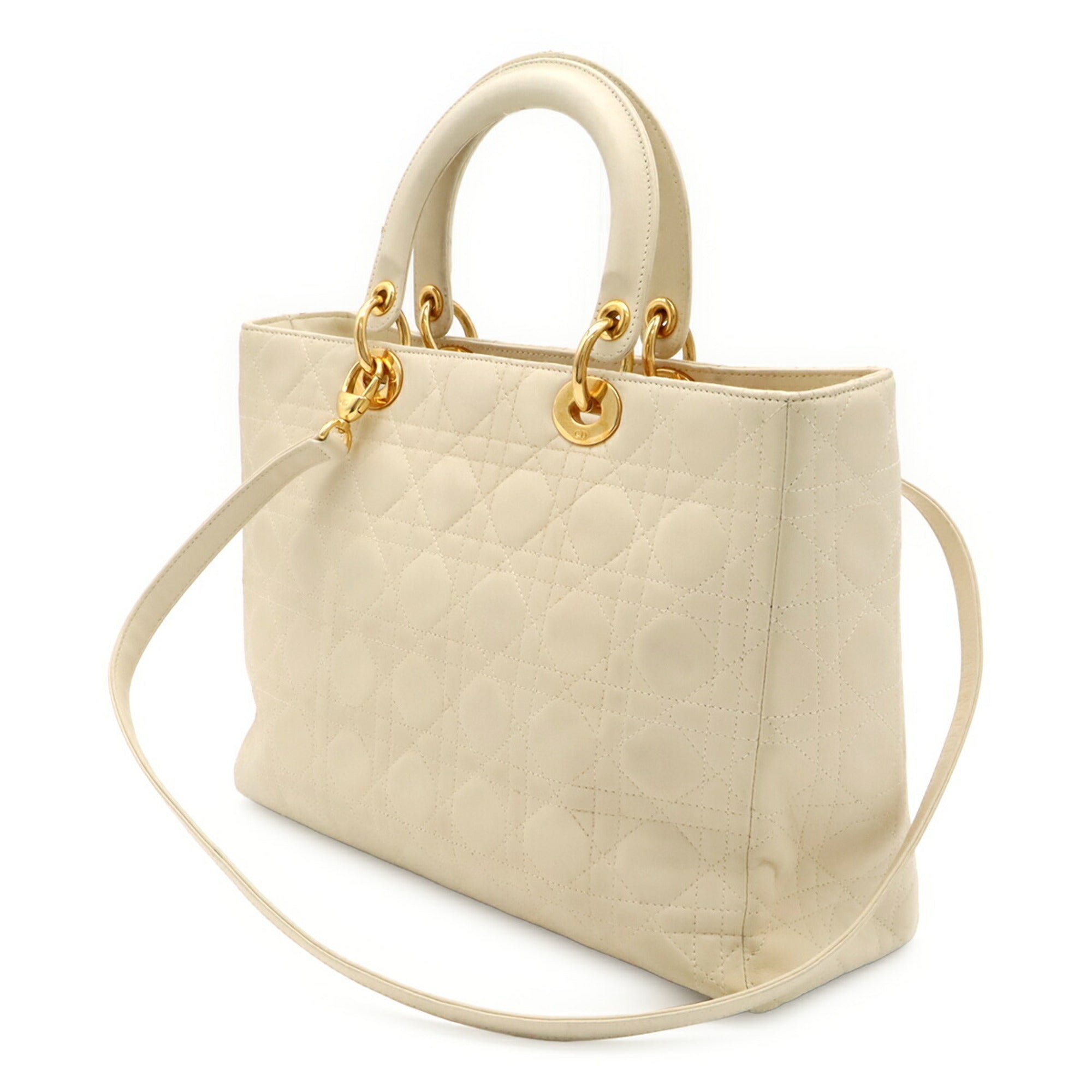 Christian Dior White Leather Handbag Shoulder Bag (Pre-Owned)