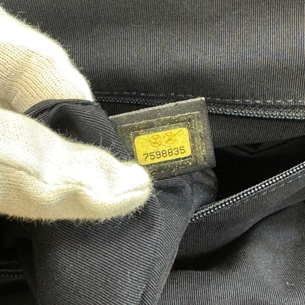 Chanel Navy Yellow Canvas Handbag (Pre-Owned)