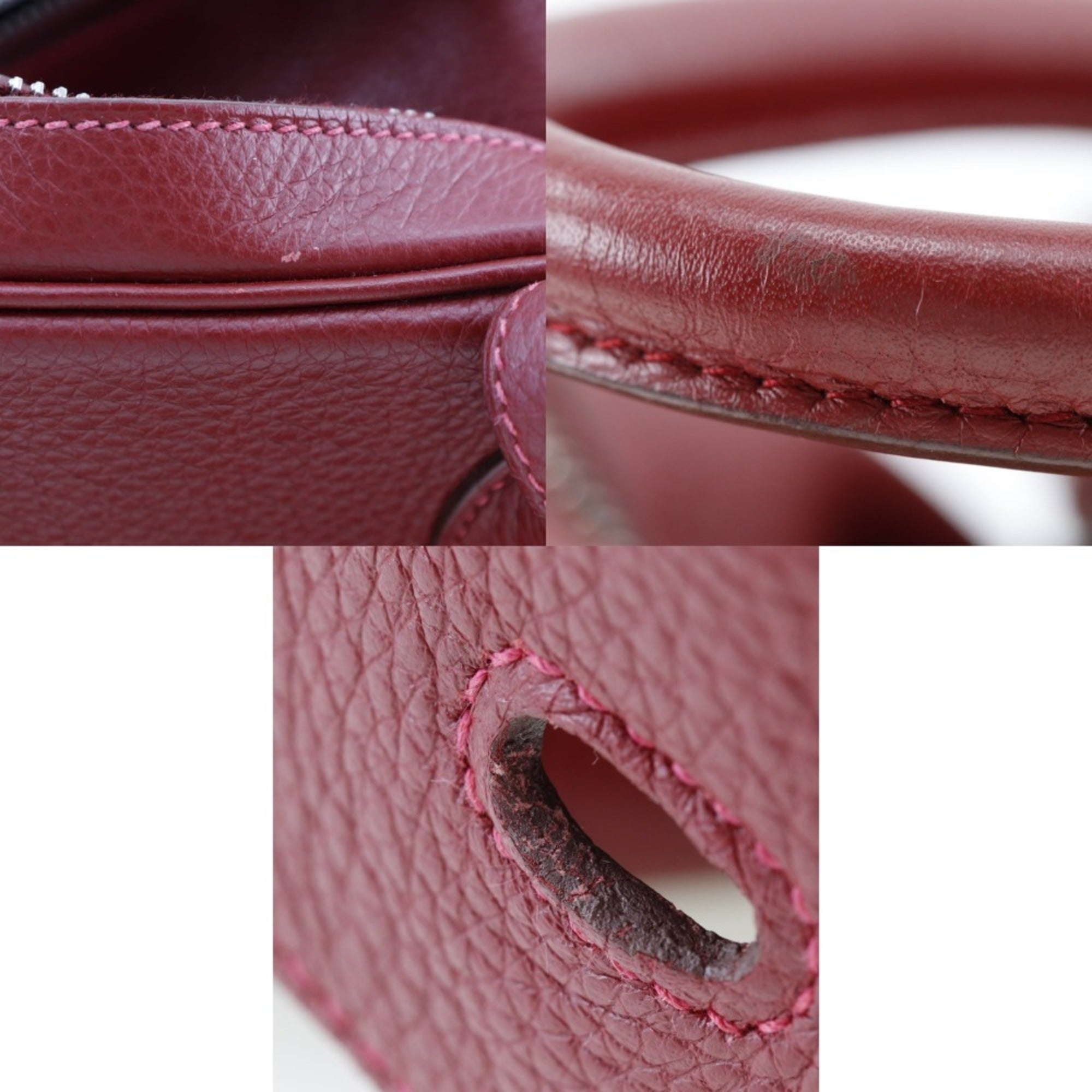 Hermes Lindy Red Color Taurillon Clemence Leather Handbag (Pre-Owned)