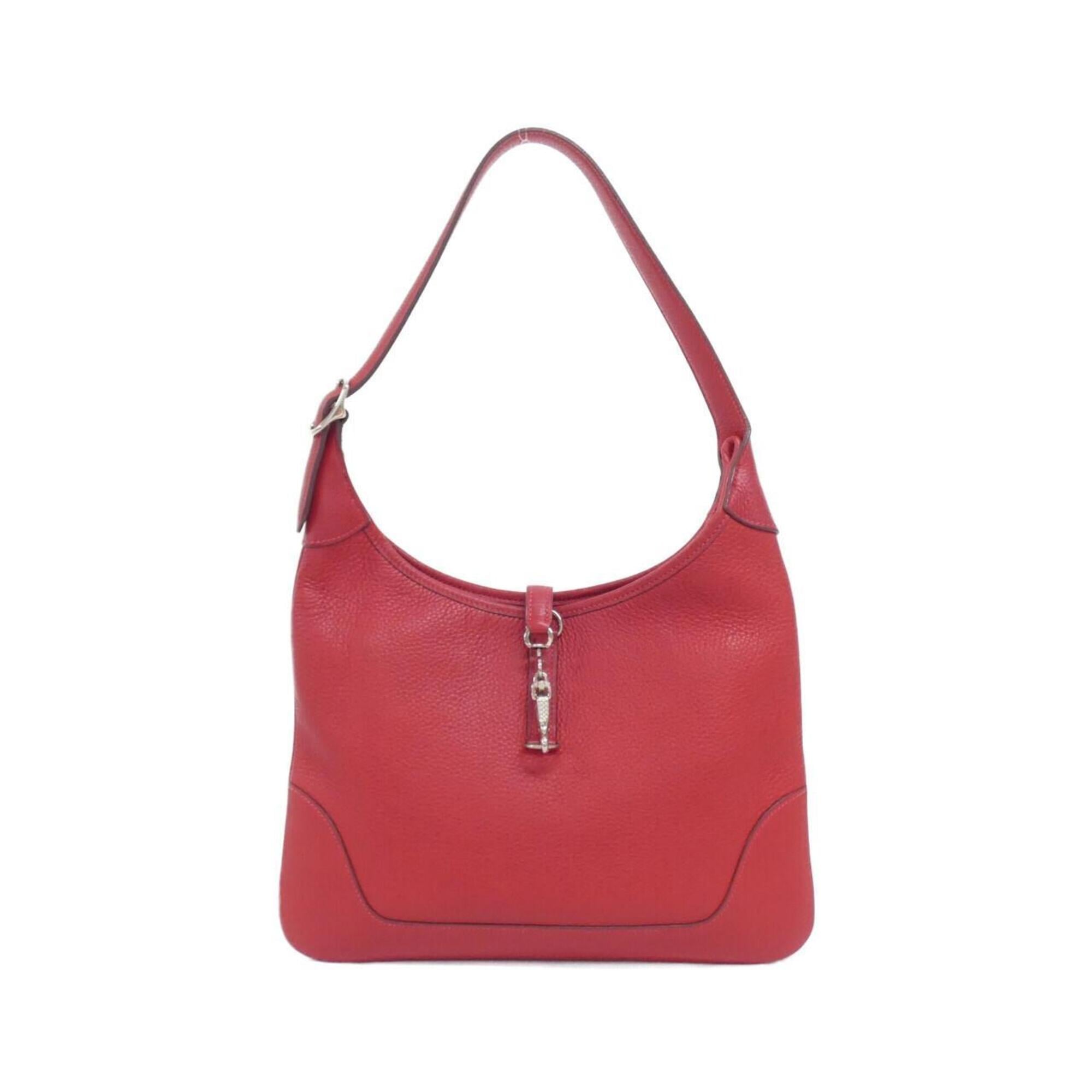 Hermes Trim Rouge Vif Taurillon Clemence Leather Shoulder Bag (Pre-Owned)
