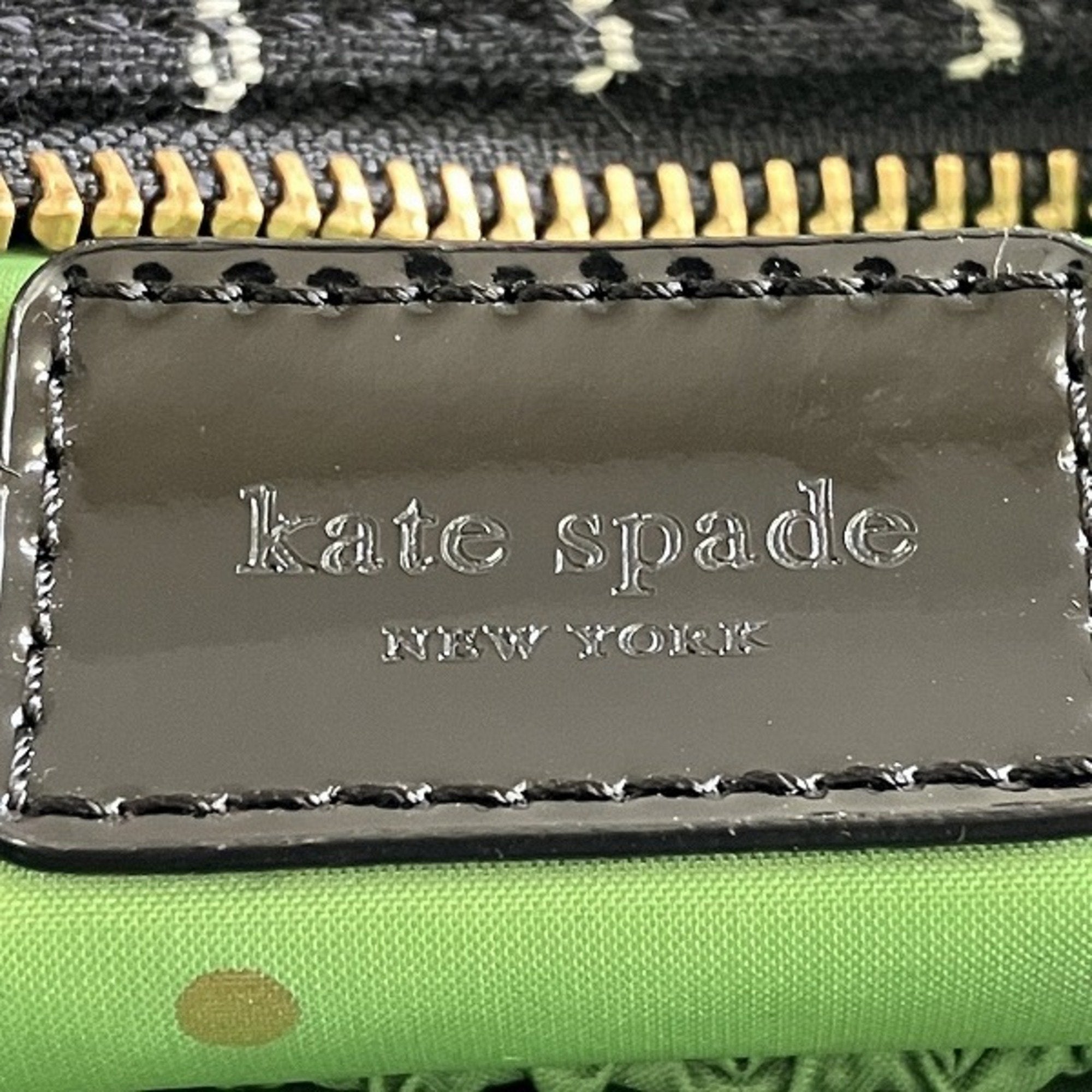 Kate Spade Black White Cotton Patent Leather Handbag Tote Bag (Pre-Owned)
