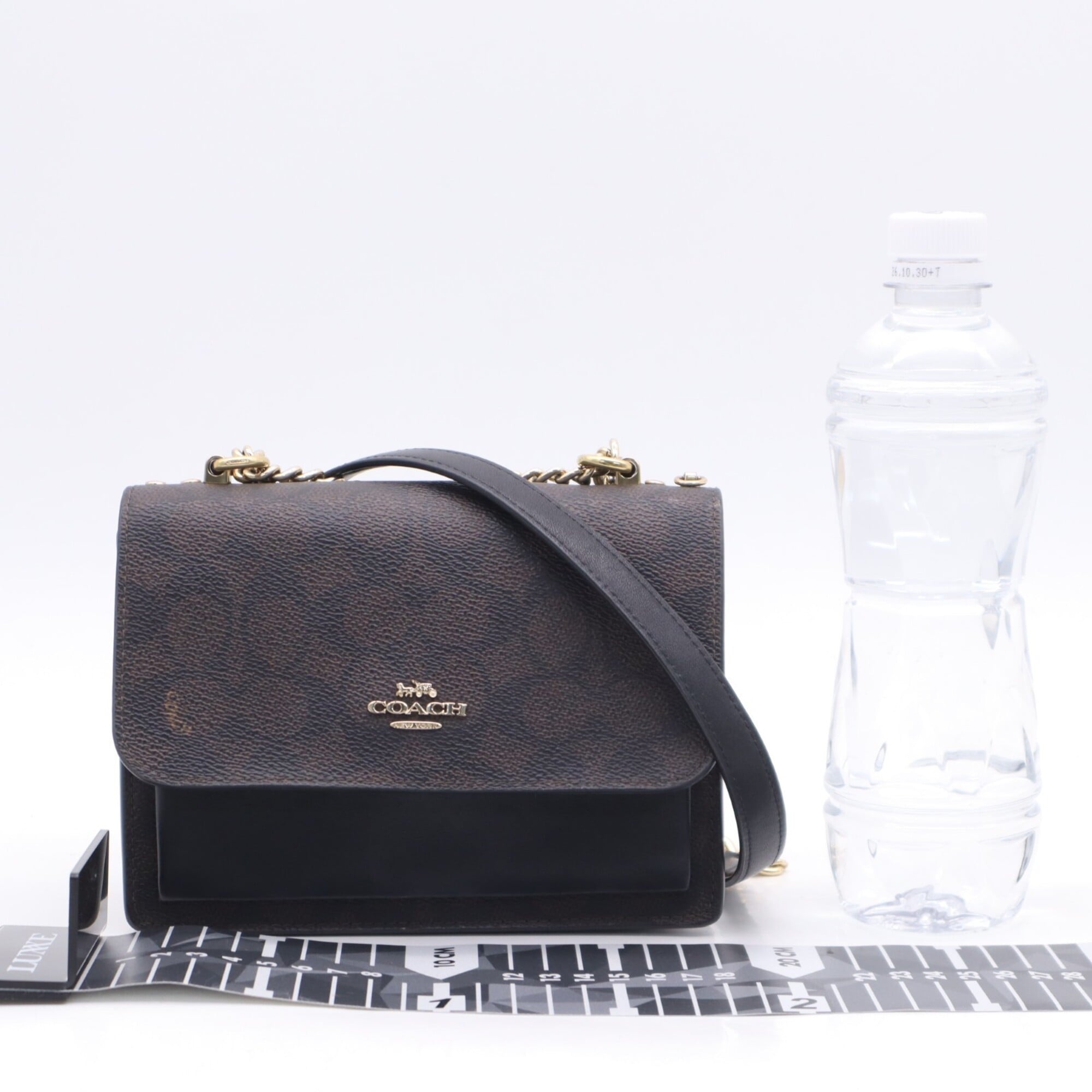 Coach Signature Brown Coated Canvas Leather Crossbody Bag Shoulder Bag (Pre-Owned)