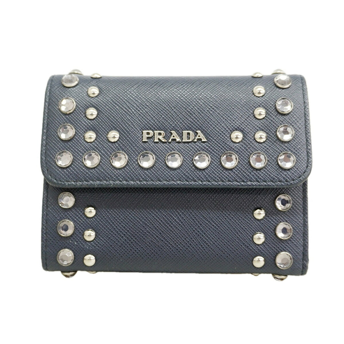 Prada Navy Leather Wallet (Tri-Fold) (Pre-Owned)