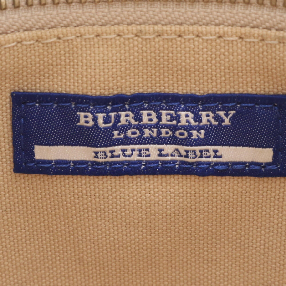 Burberry Brown Light Blue White Leather Canvas Handbag Shoulder Bag Tote Bag (Pre-Owned)