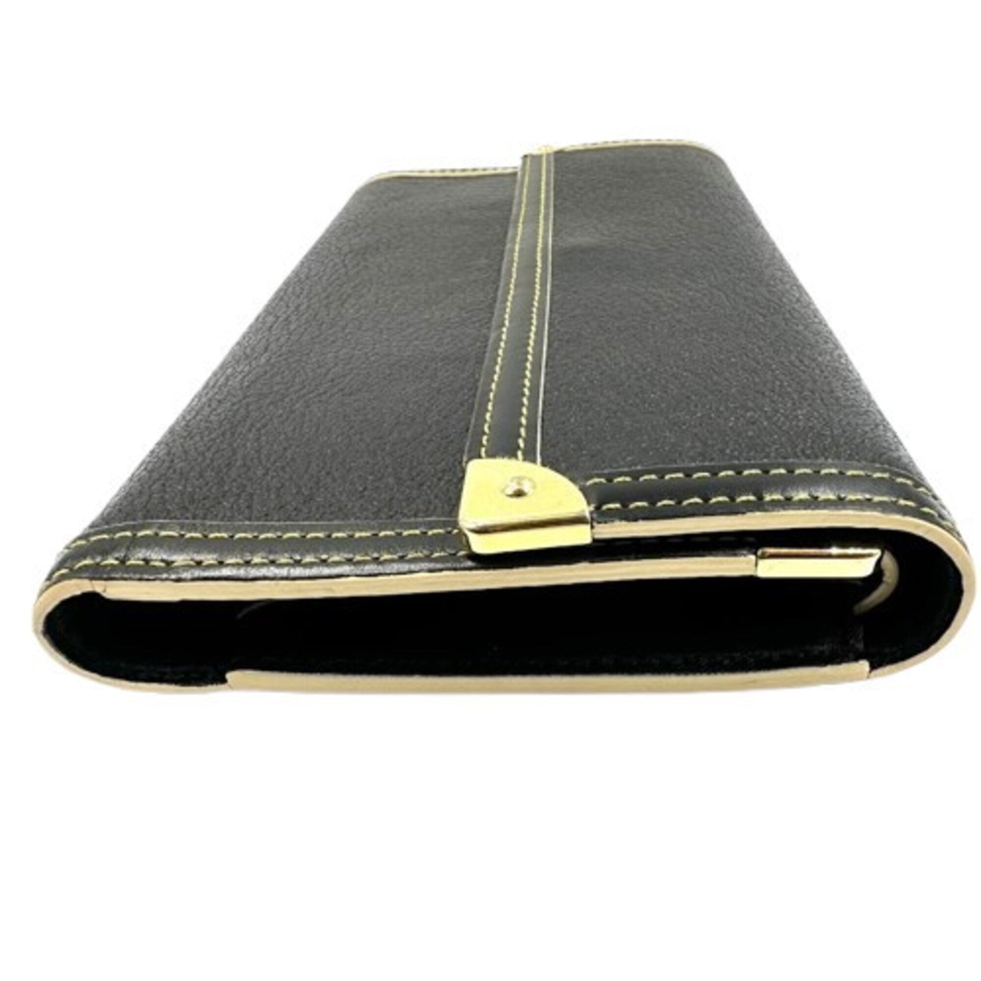 Louis Vuitton Suhali Black Leather Long Wallet (Tri-Fold) (Pre-Owned)