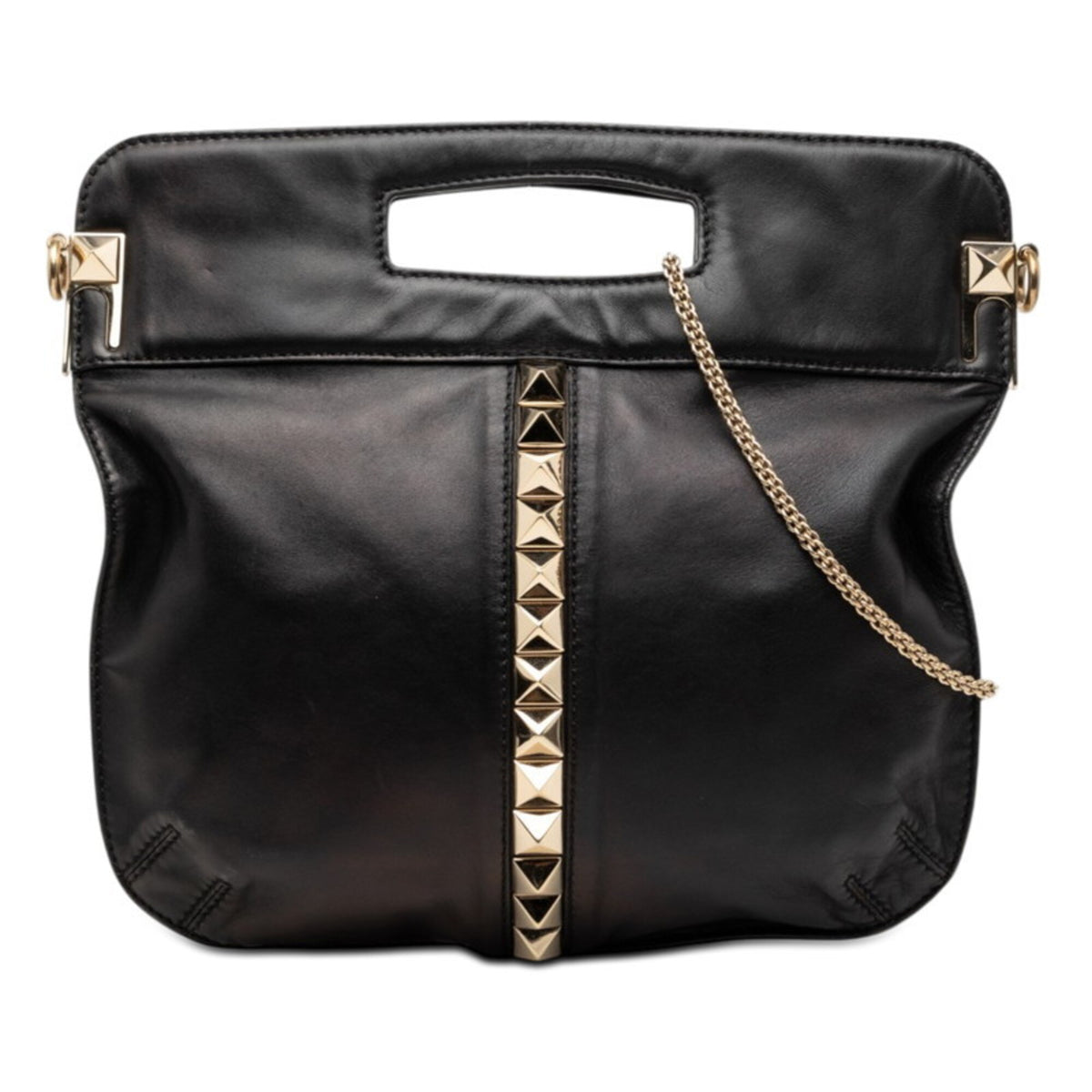 Valentino Black Leather Handbag Shoulder Bag (Pre-Owned)