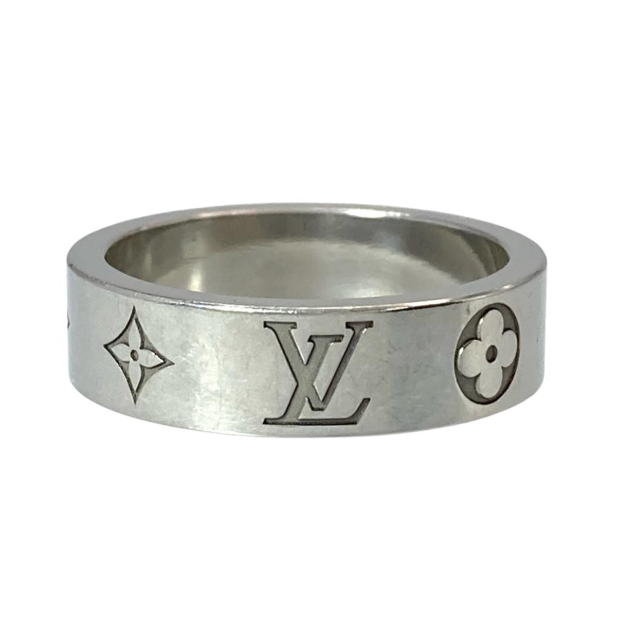 Louis Vuitton Silver Metal Band Ring (Pre-Owned)