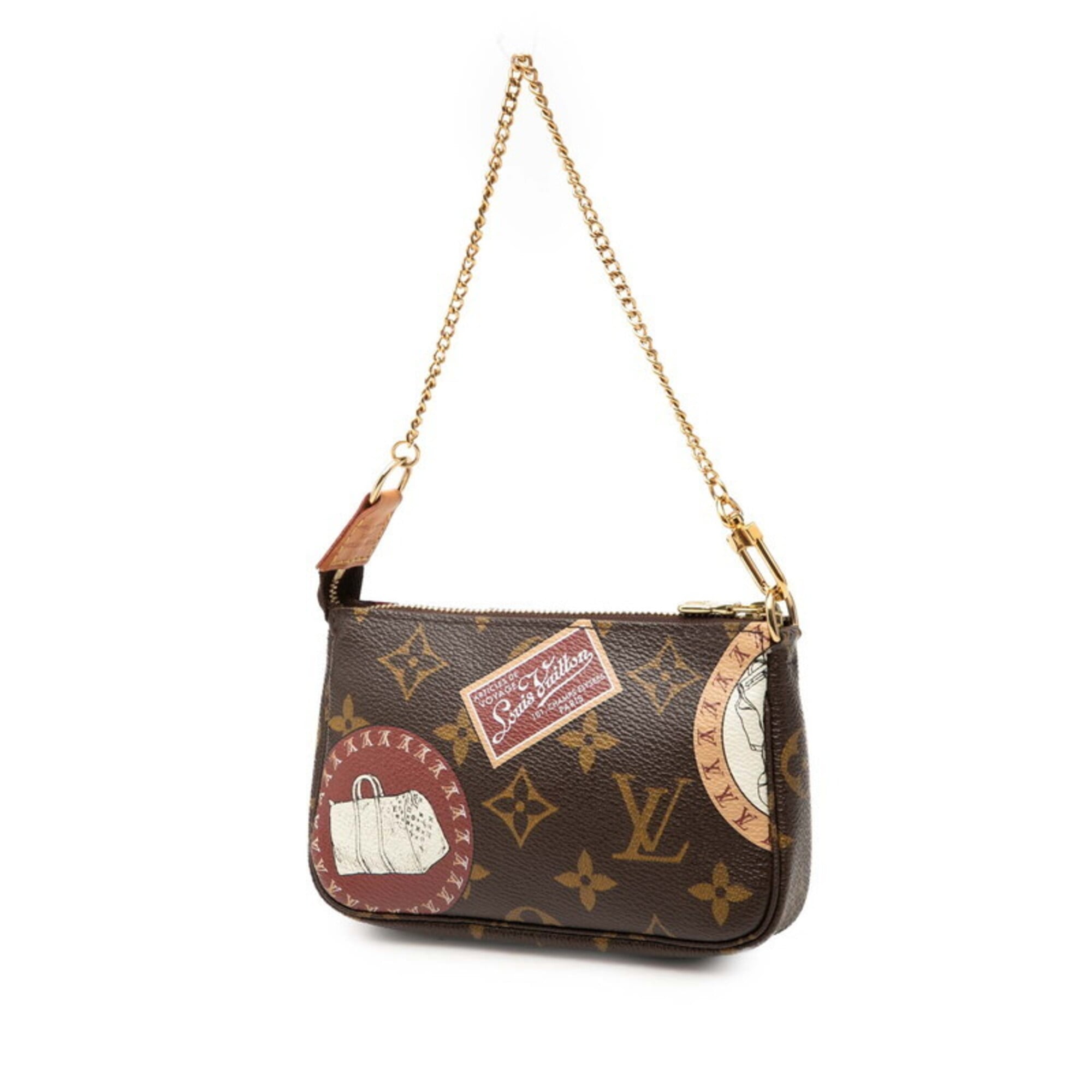 Louis Vuitton Brown Pvc Leather Handbag Pochette Pouch (Pre-Owned)