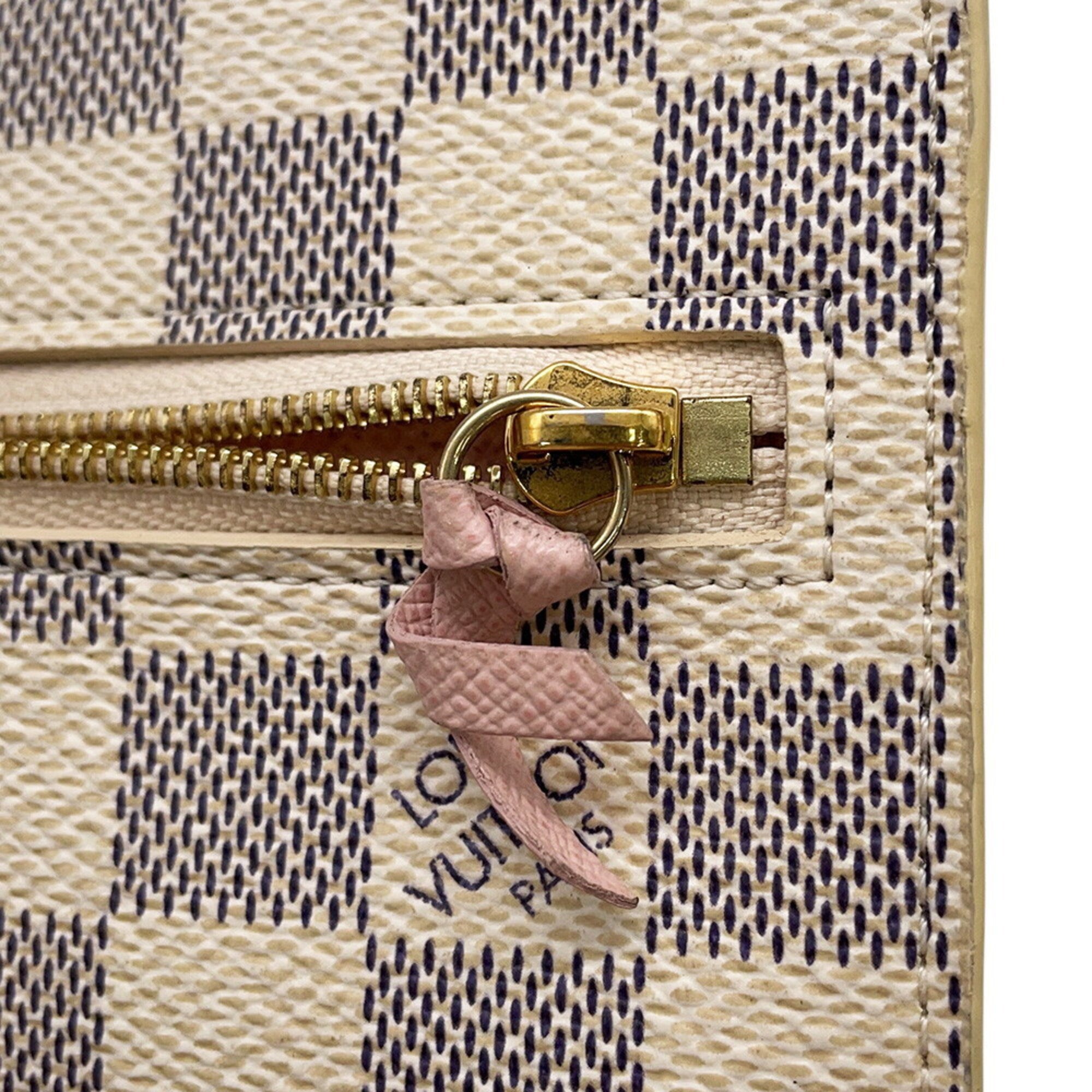 Louis Vuitton Damier Azur Rose Ballerine Damier Azur Chain/Shoulder Wallet (Pre-Owned)