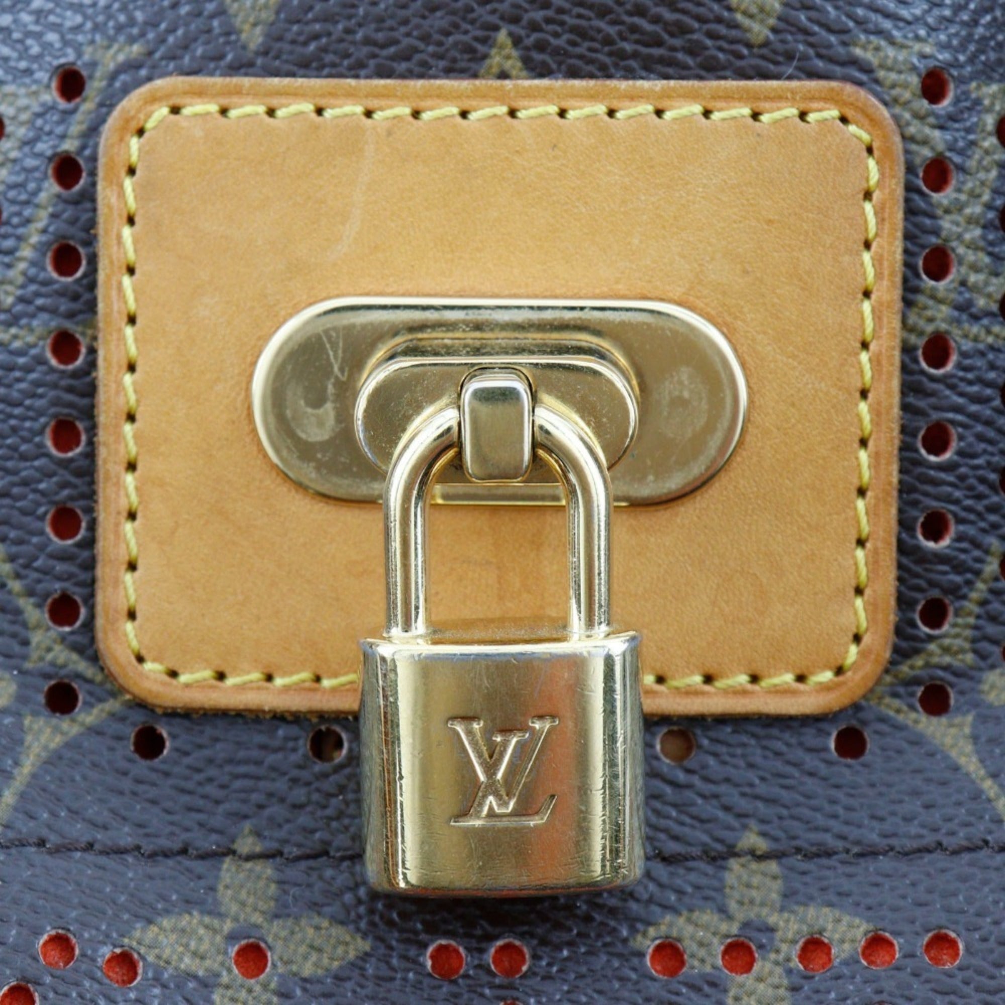 Louis Vuitton Brown Galle Orange Monogram Perforated Shoulder Bag (Pre-Owned)