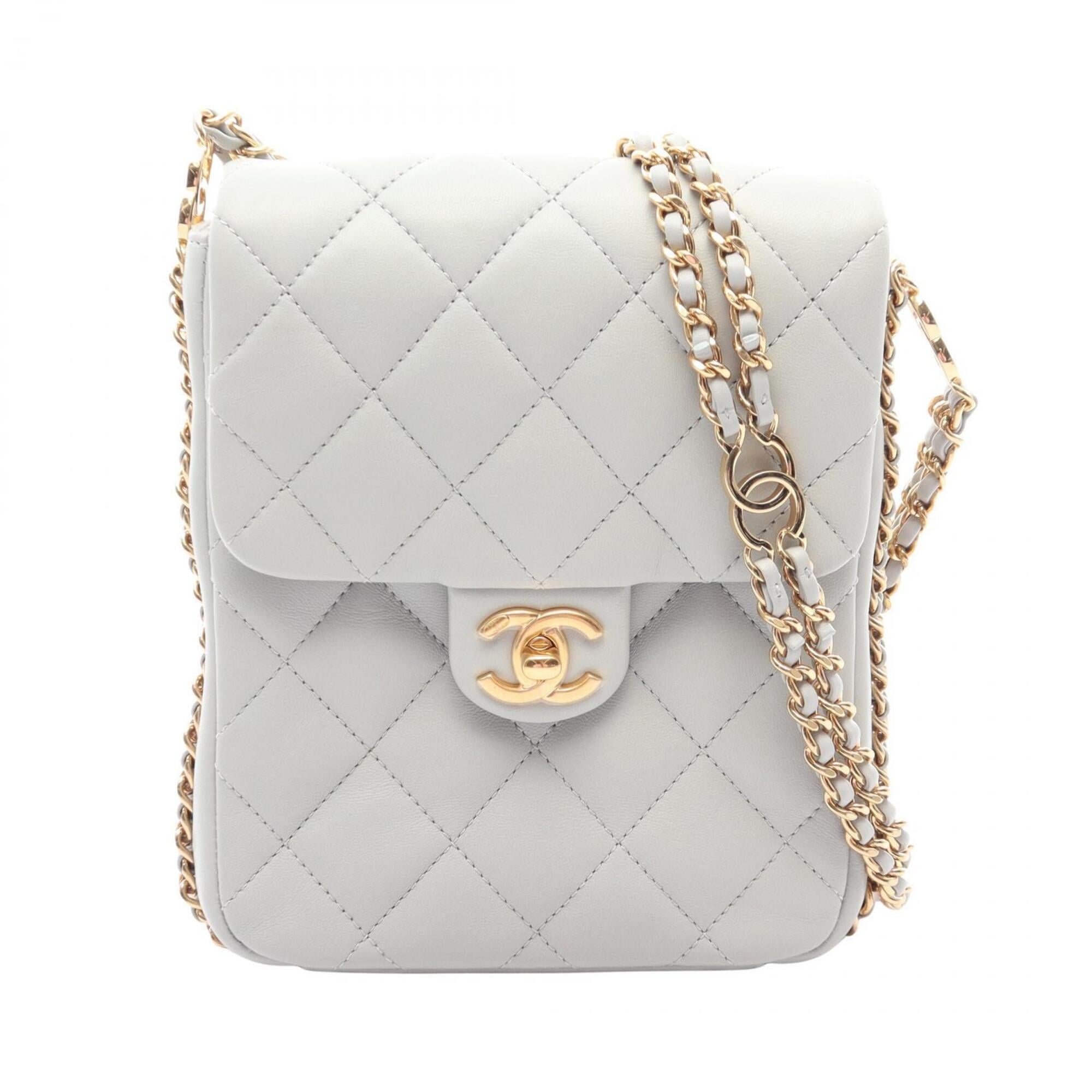 Chanel Blue Leather Handbag Shoulder Bag (Pre-Owned)