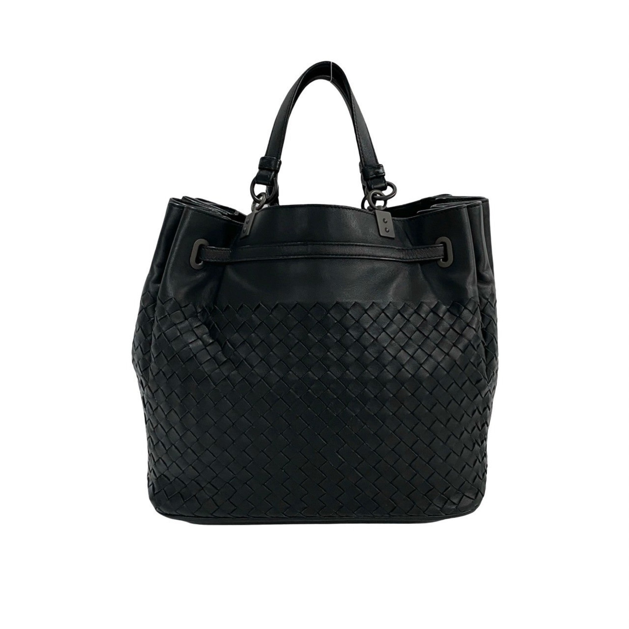 Bottega Veneta Black Leather Handbag Shoulder Bag (Pre-Owned)