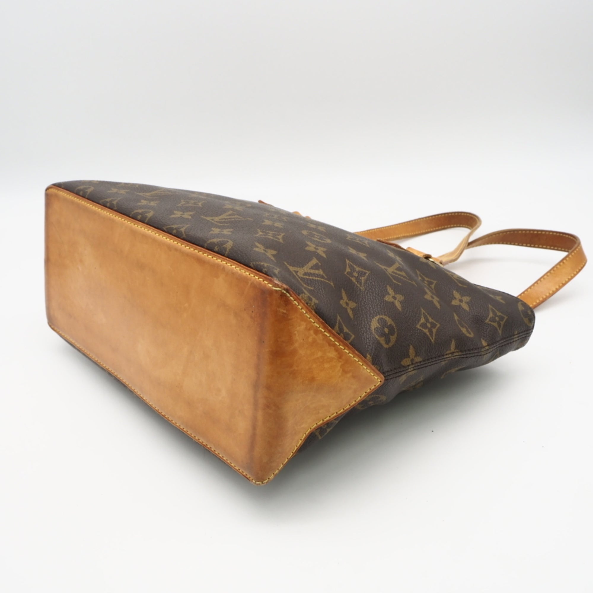 Louis Vuitton Beige Brown Coated Canvas Leather Handbag (Pre-Owned)