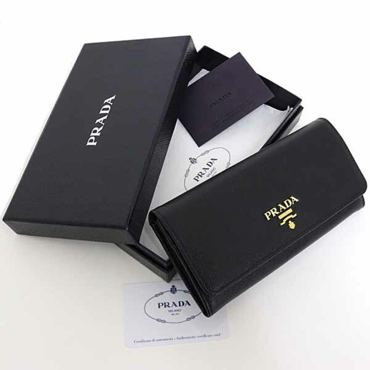 Prada Black Nero Saffiano Long Wallet (Bi-Fold) (Pre-Owned)