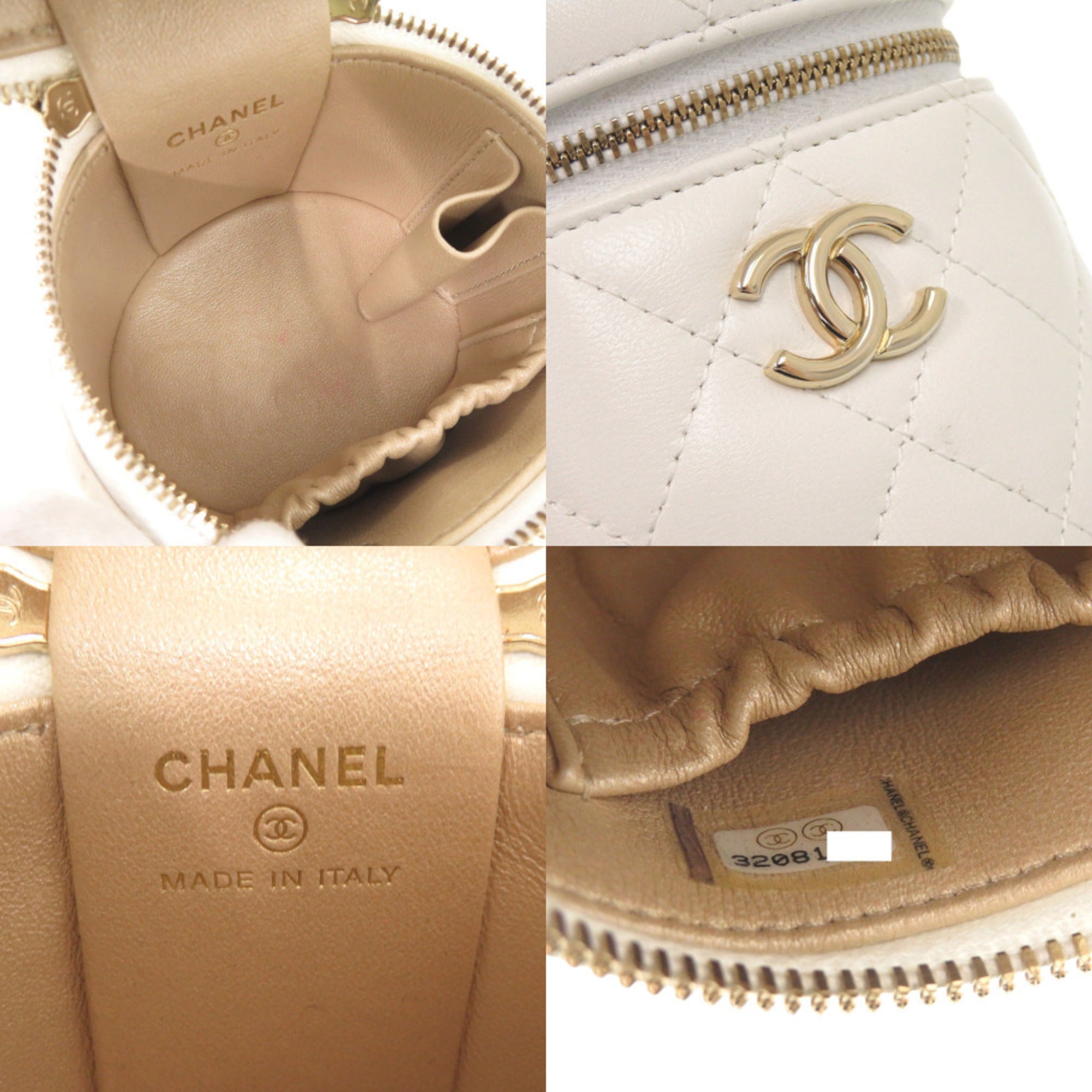 Chanel White Leather Vanity Bag (Pre-Owned)