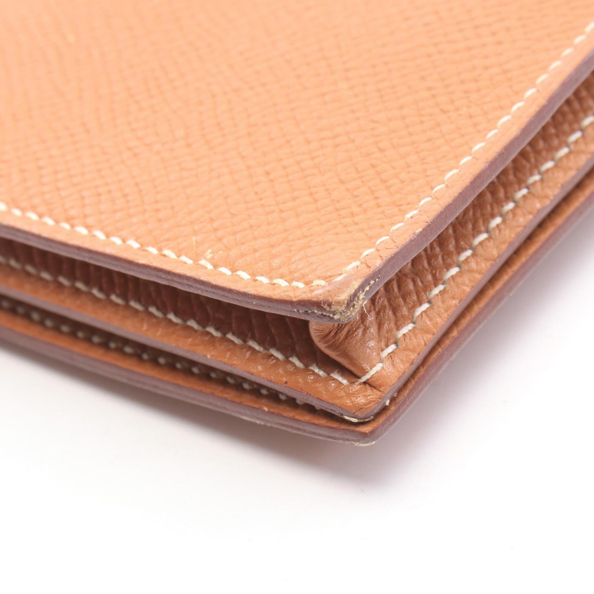 Hermes Brown Gold Brown Epsom Leather Long Wallet (Bi-Fold) (Pre-Owned)