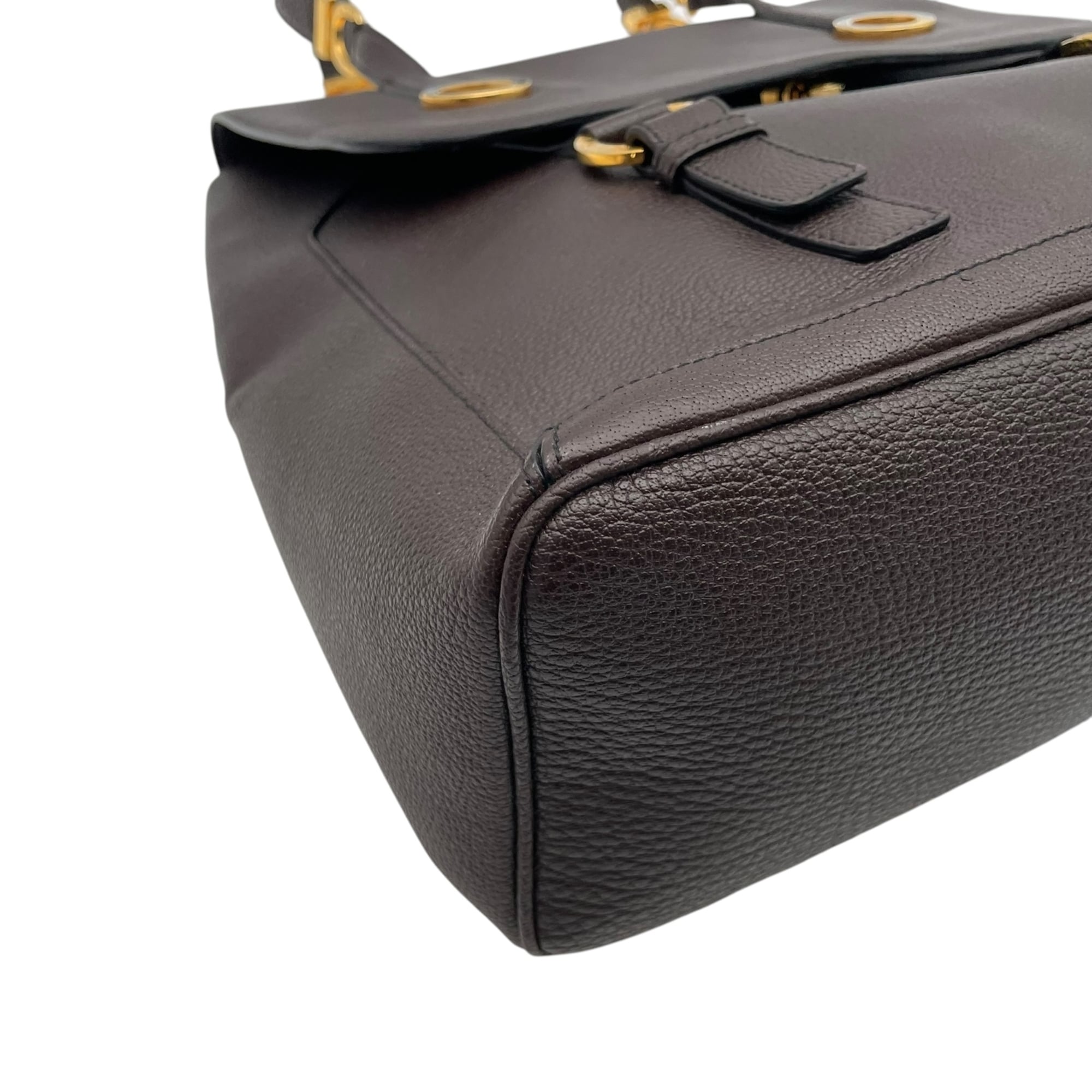 Bvlgari Dark Brown Leather Handbag Tote Bag (Pre-Owned)