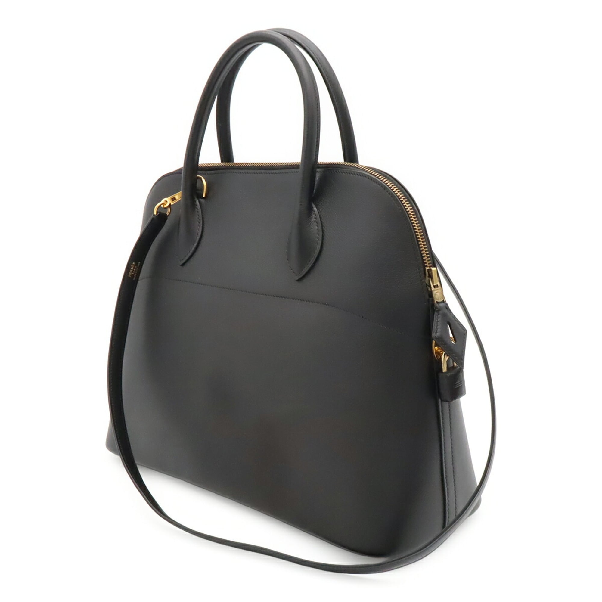 Hermes Black Leather Handbag Shoulder Bag Tote Bag (Pre-Owned)