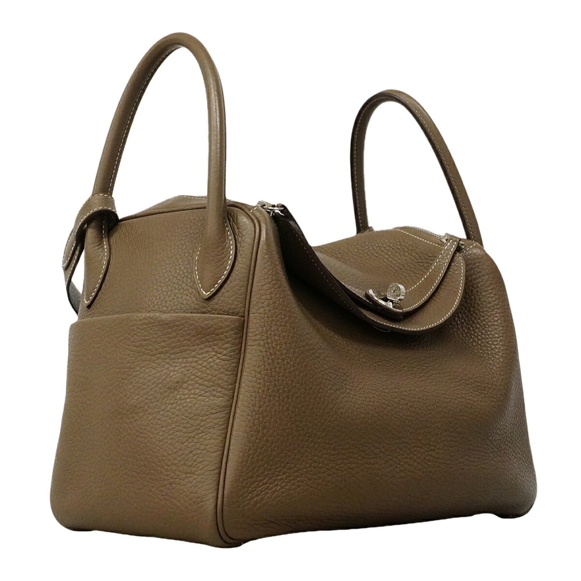 Hermes Etoupe Gray Taurillon Clemence Leather Handbag (Pre-Owned)