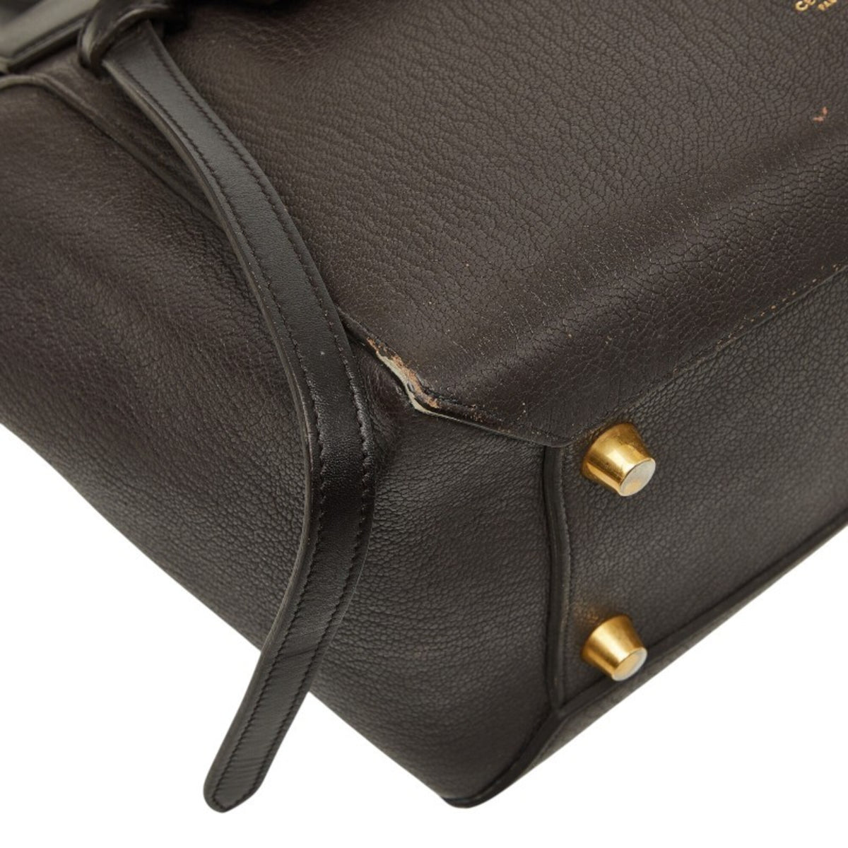 Celine Dark Brown Leather Handbag Shoulder Bag (Pre-Owned)