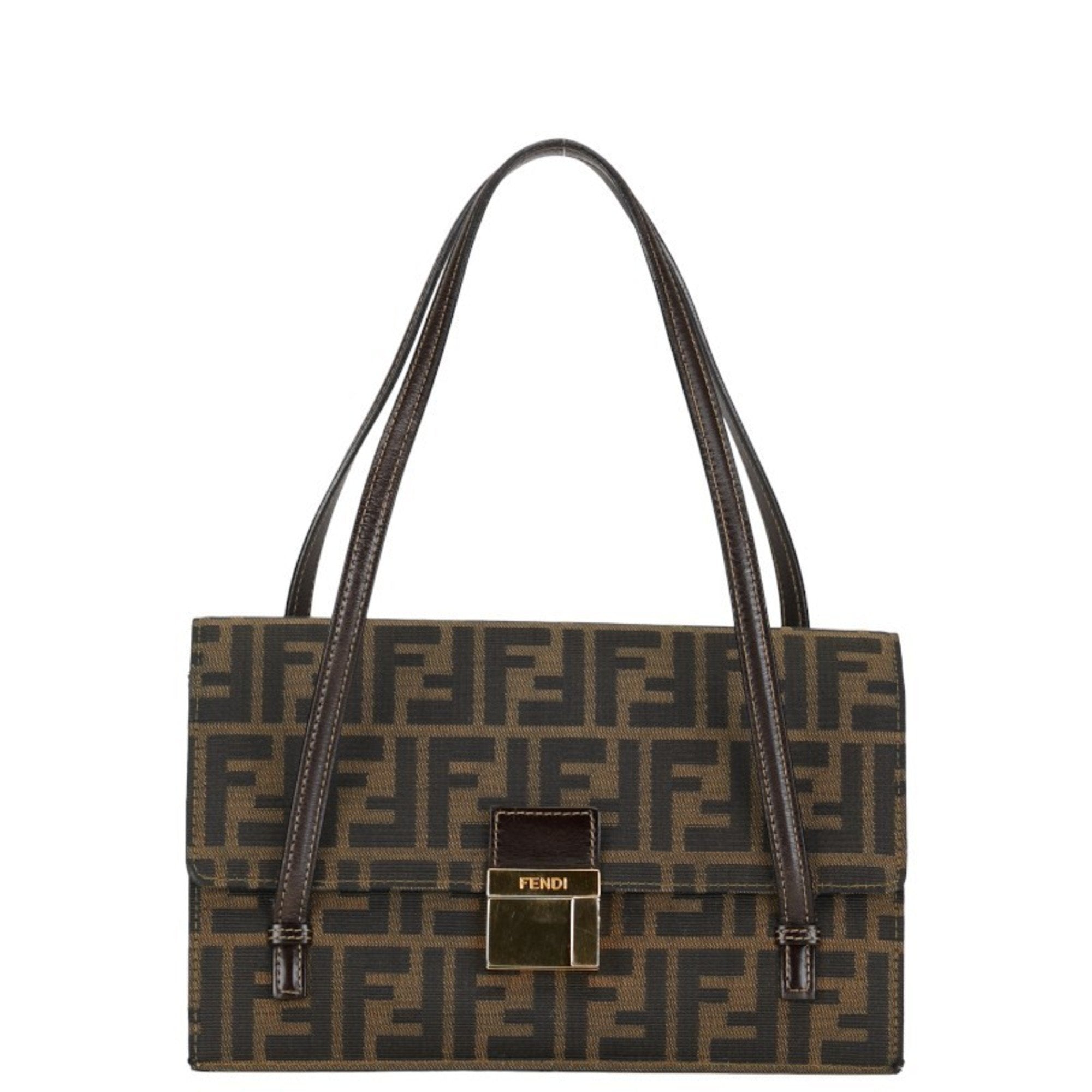 Fendi Brown Canvas Leather Handbag (Pre-Owned)