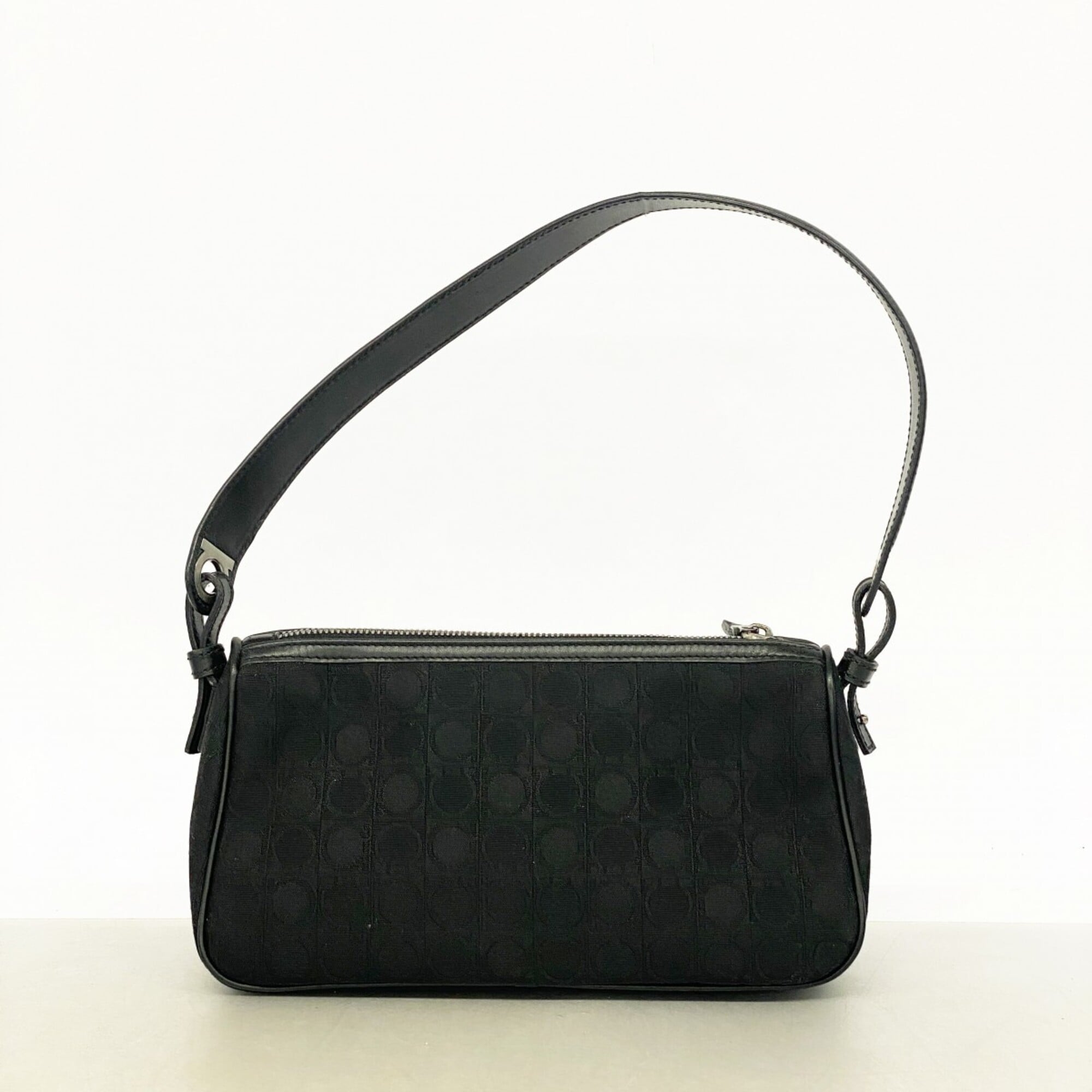 Salvatore Ferragamo Black Canvas Shoulder Bag (Pre-Owned)